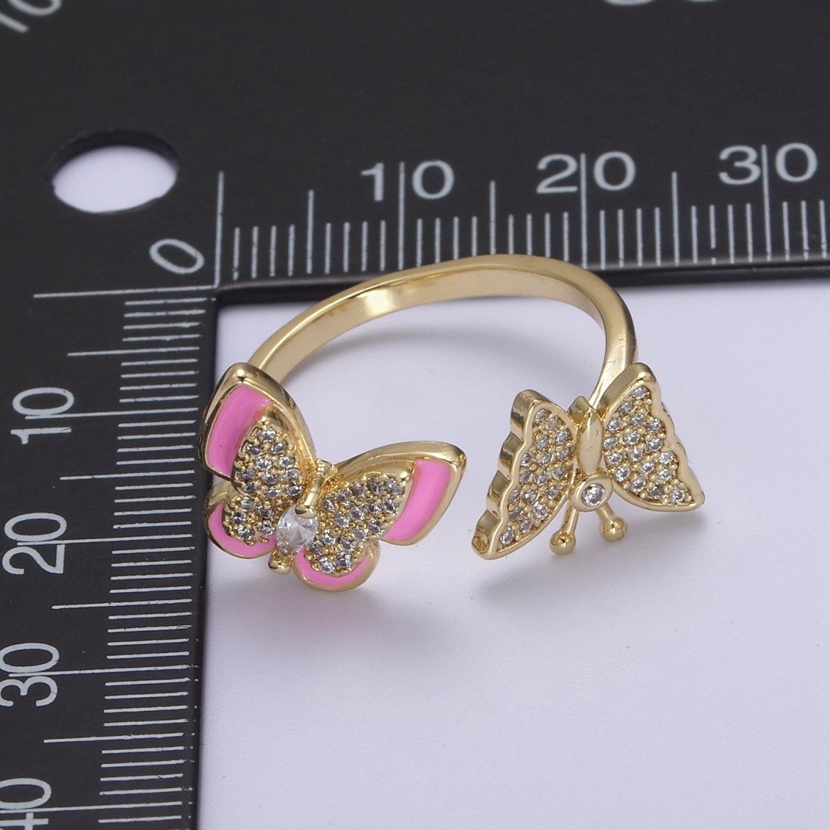 Enamel Butterfly Ring Open Adjustable Mariposa Rings, Dainty Thin Stackable Jewelry S-138 ~ S-147 - DLUXCA