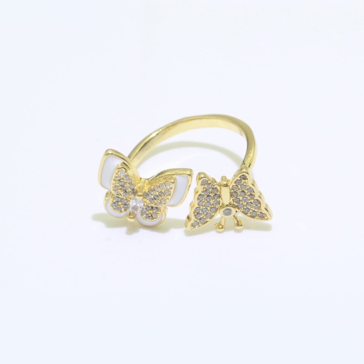 Enamel Butterfly Ring Open Adjustable Mariposa Rings, Dainty Thin Stackable Jewelry S-138 ~ S-147 - DLUXCA