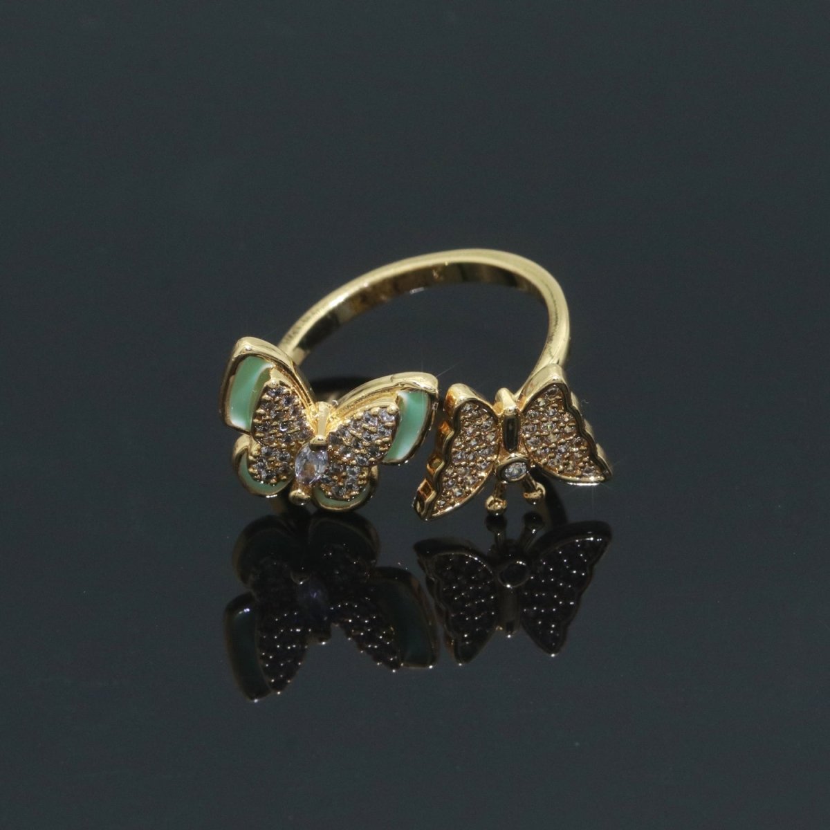 Enamel Butterfly Ring Open Adjustable Mariposa Rings, Dainty Thin Stackable Jewelry S-138 ~ S-147 - DLUXCA