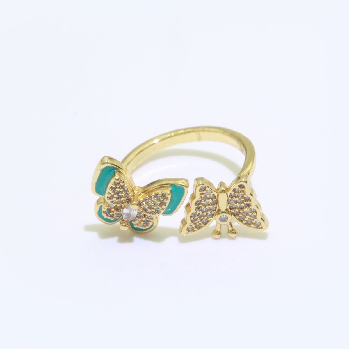 Enamel Butterfly Ring Open Adjustable Mariposa Rings, Dainty Thin Stackable Jewelry S-138 ~ S-147 - DLUXCA