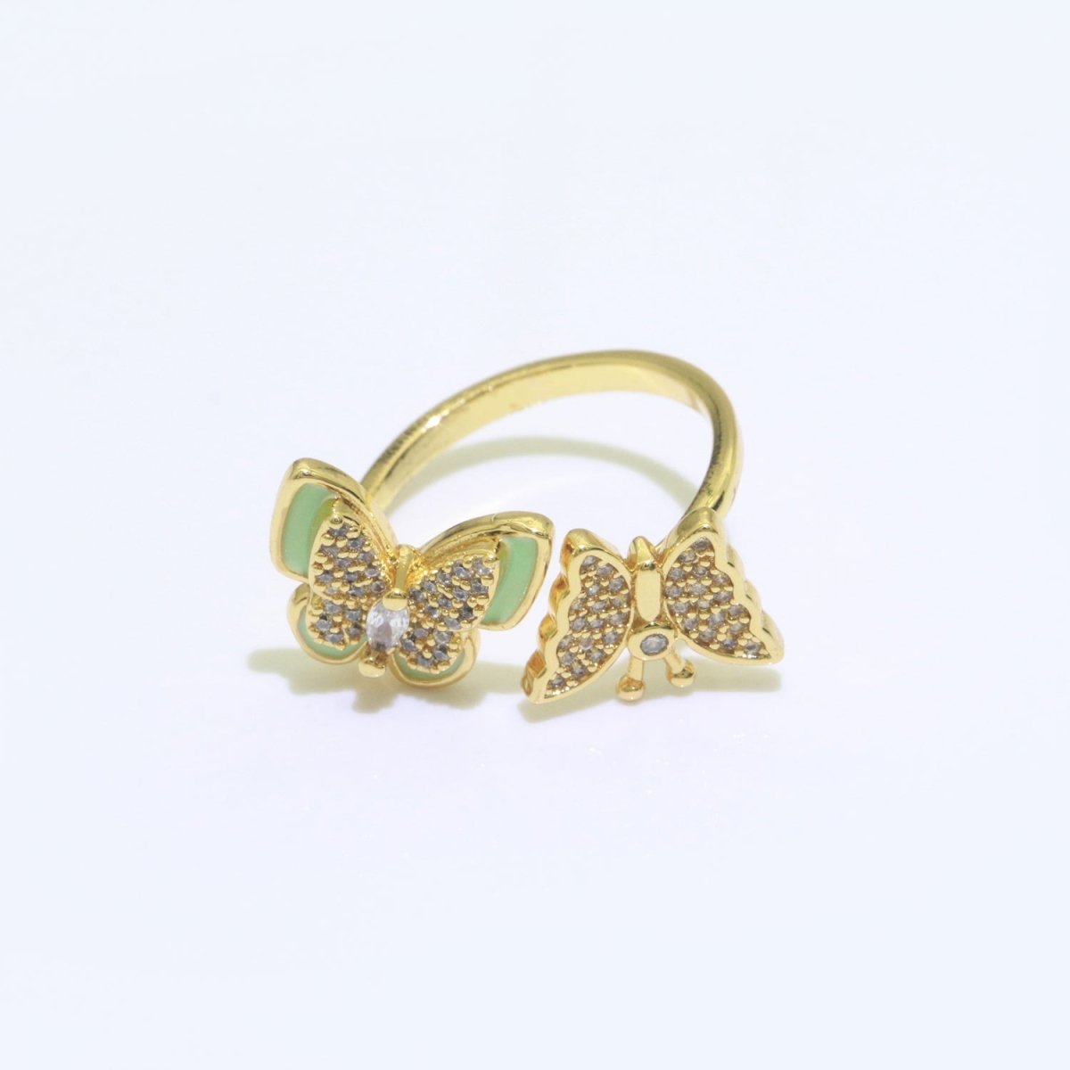 Enamel Butterfly Ring Open Adjustable Mariposa Rings, Dainty Thin Stackable Jewelry S-138 ~ S-147 - DLUXCA