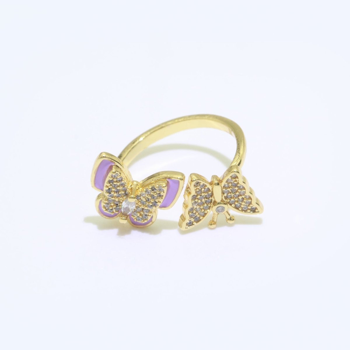 Enamel Butterfly Ring Open Adjustable Mariposa Rings, Dainty Thin Stackable Jewelry S-138 ~ S-147 - DLUXCA