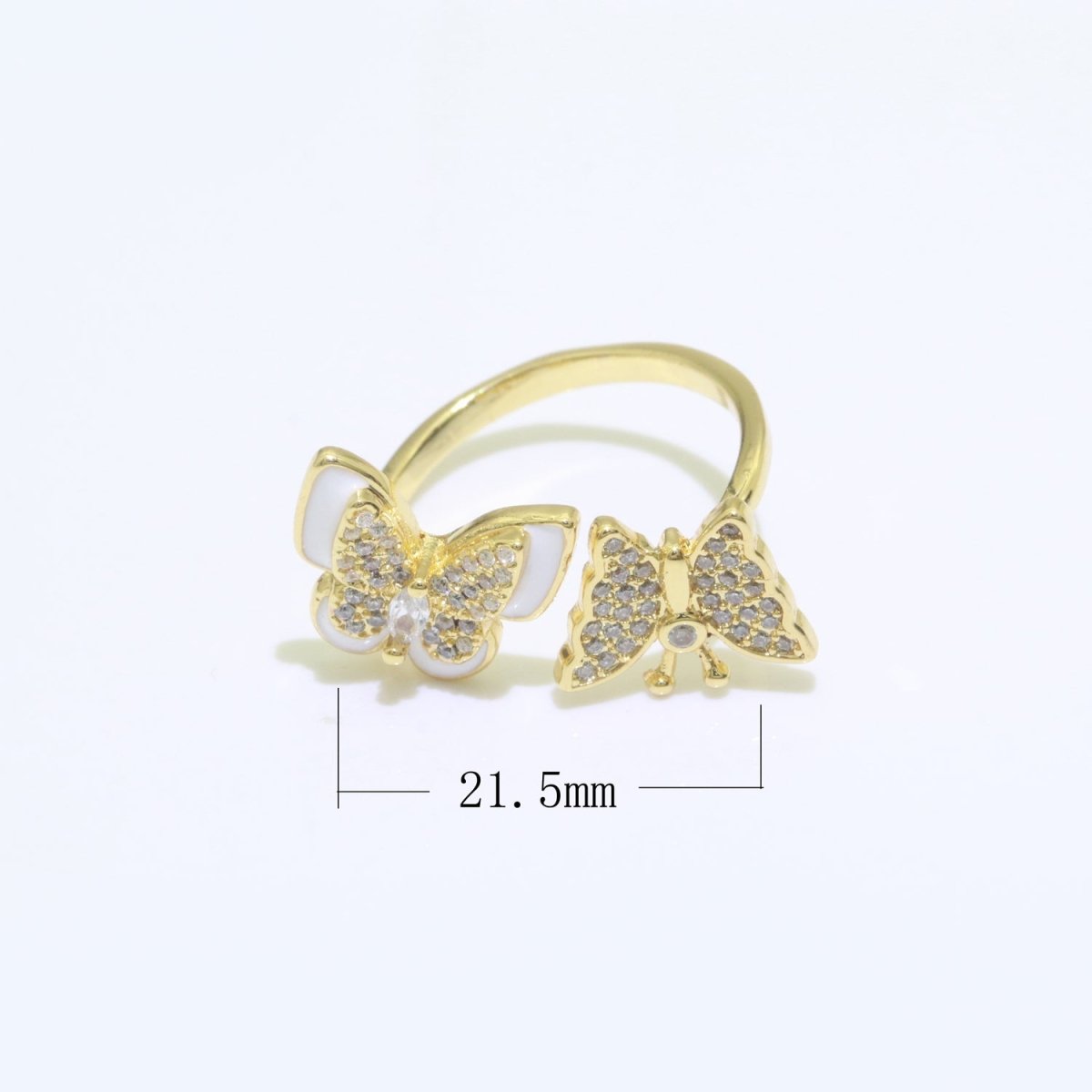 Enamel Butterfly Ring Open Adjustable Mariposa Rings, Dainty Thin Stackable Jewelry S-138 ~ S-147 - DLUXCA