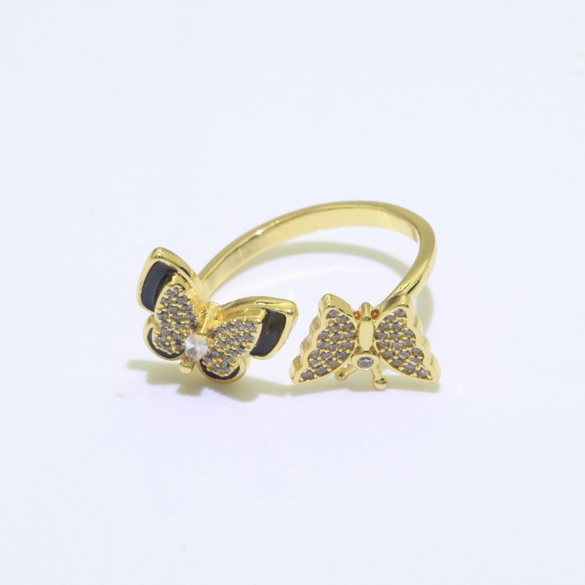 Enamel Butterfly Ring Open Adjustable Mariposa Rings, Dainty Thin Stackable Jewelry S-138 ~ S-147 - DLUXCA