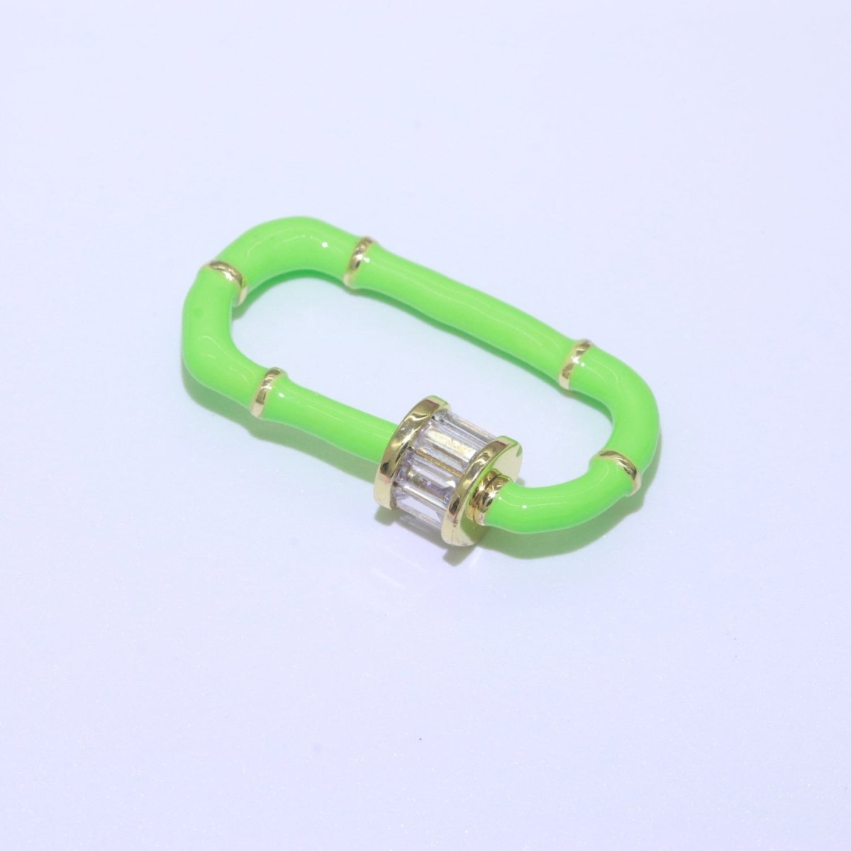 Enamel Carabiner Oval Screw Lock Clasp, Charm Link Connector 30x17mm L-373~L-382 - DLUXCA