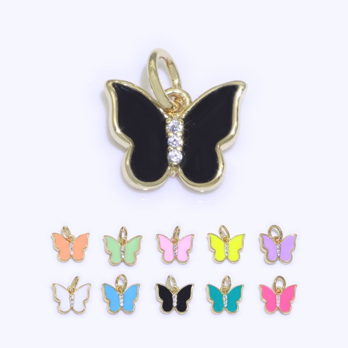Enamel Color Butterfly Charm, Dainty Gold Monarch Charm for Necklace, Bracelet, Earring Charm Mariposa Jewelry Making M-450 - M-459 - DLUXCA