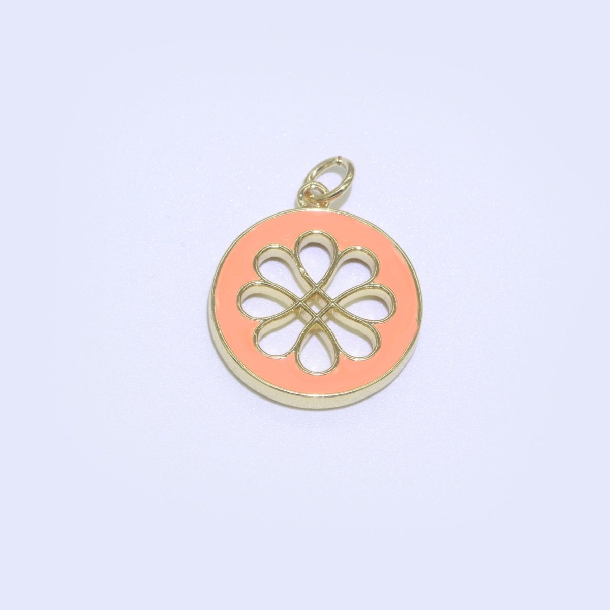 Enamel Daisy Charm 24k Gold Filled Hollow Round Charm Gold Floral Charms, Dainty Flower Pink, Teal, White, Yellow Green Pendant M-393 - M-402 - DLUXCA