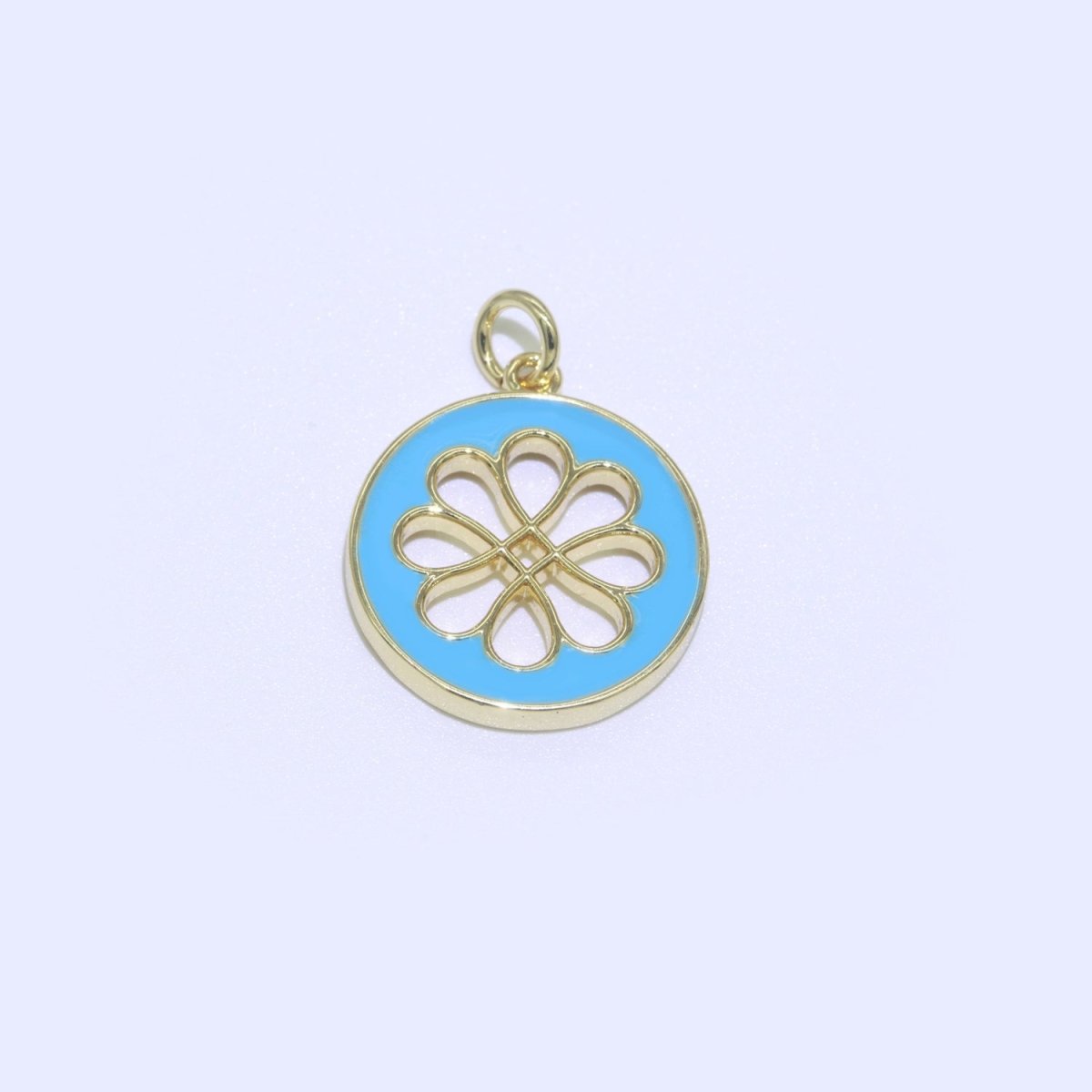Enamel Daisy Charm 24k Gold Filled Hollow Round Charm Gold Floral Charms, Dainty Flower Pink, Teal, White, Yellow Green Pendant M-393 - M-402 - DLUXCA