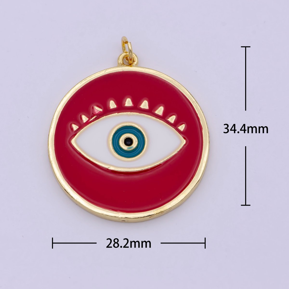 Enamel Evil Eye Charm, Black White eye pendant, Enamel eye Pendant, eye of Ra charm Coin Medallion Pendant 35x33mm D-637 D-638 C-760 - DLUXCA