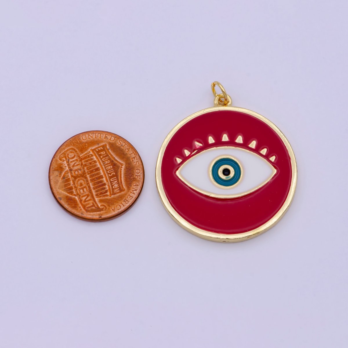 Enamel Evil Eye Charm, Black White eye pendant, Enamel eye Pendant, eye of Ra charm Coin Medallion Pendant 35x33mm D-637 D-638 C-760 - DLUXCA