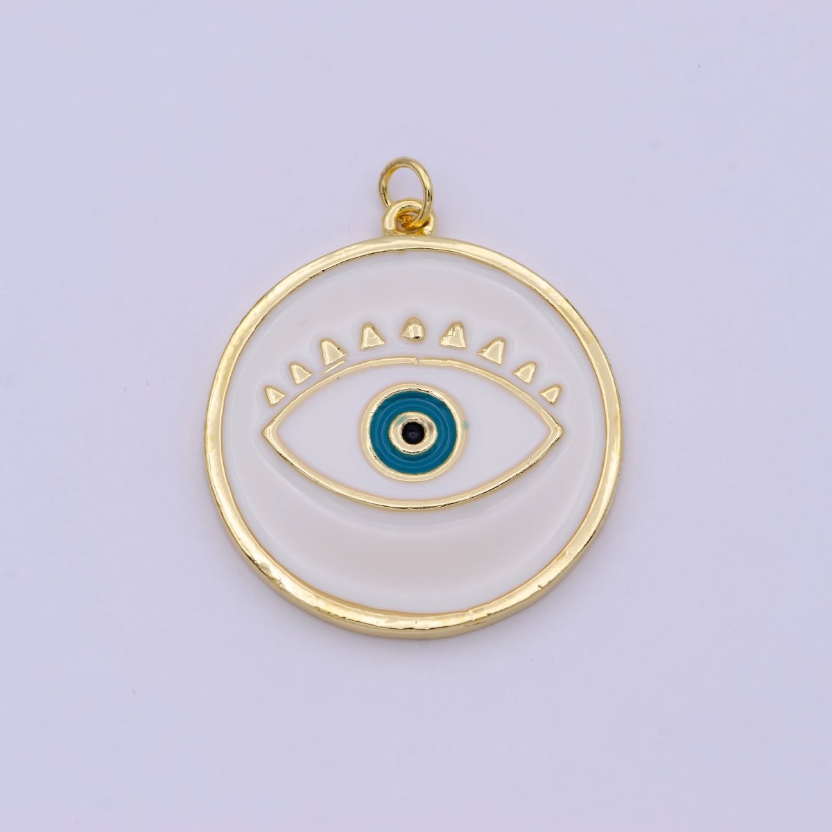 Enamel Evil Eye Charm, Black White eye pendant, Enamel eye Pendant, eye of Ra charm Coin Medallion Pendant 35x33mm D-637 D-638 C-760 - DLUXCA