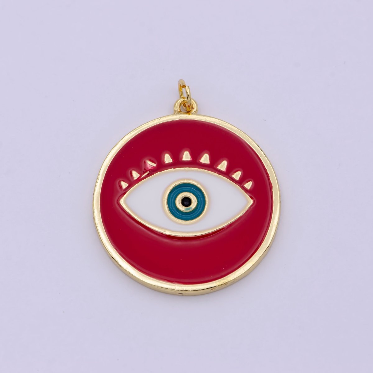 Enamel Evil Eye Charm, Black White eye pendant, Enamel eye Pendant, eye of Ra charm Coin Medallion Pendant 35x33mm D-637 D-638 C-760 - DLUXCA