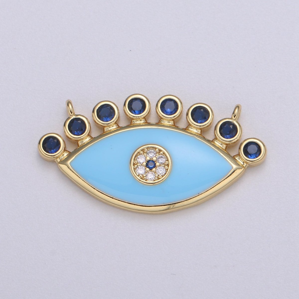 Enamel Evil Eye charm Connector Micro Pave Evil Eye Pendant for Amulet Jewelry Making Supply Protection Blue, Black Pink Red Evil Eye F617 - DLUXCA