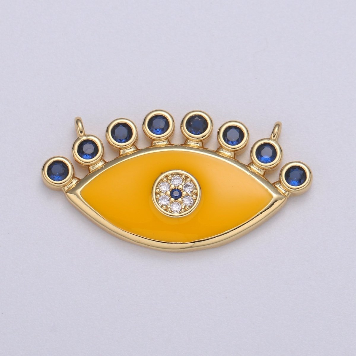 Enamel Evil Eye charm Connector Micro Pave Evil Eye Pendant for Amulet Jewelry Making Supply Protection Blue, Black Pink Red Evil Eye F617 - DLUXCA