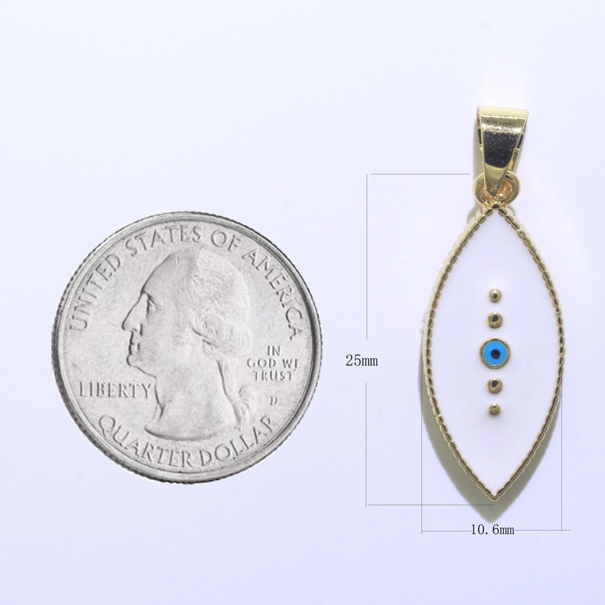 Enamel Evil Eye Charm Red Black White Charm Gold Pendant for Necklace Earring Supply Component in 14k Gold Filled J-857~J-859 - DLUXCA