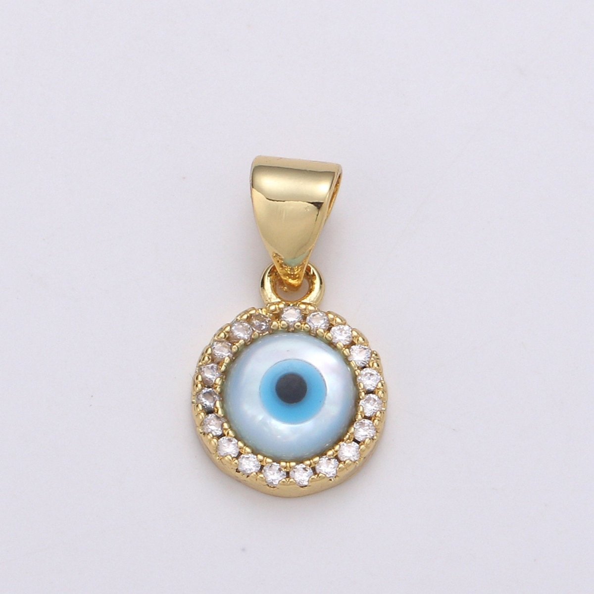 Enamel Gold Evil Eye Charm, 14k Gold Filled Eye Charms, Cubic Eye Pendant, Amulet Jewelry, Good Luck Eye Charm, Blue Silver Evil Eye Charm J-056 J-057 - DLUXCA
