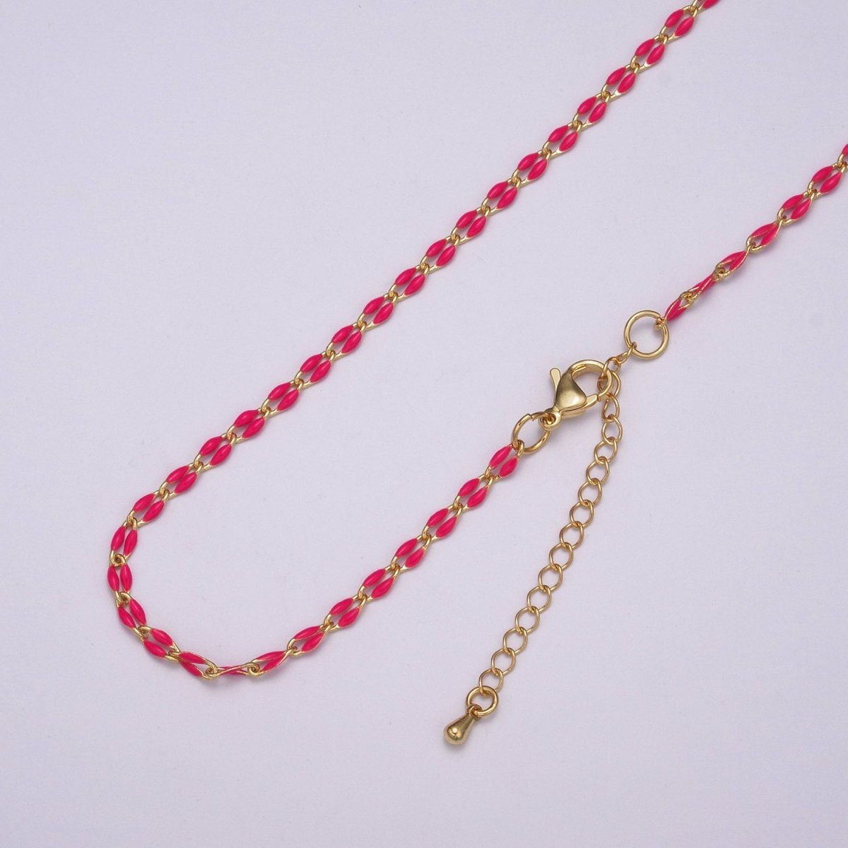 Enamel Gold Filled Colored Chain 2.9mm width Colorful Chain, Chunky Statement Chain Link chain 16, 18 inch + 2 inch extender | WA-337 to WA-358 Clearance Pricing - DLUXCA