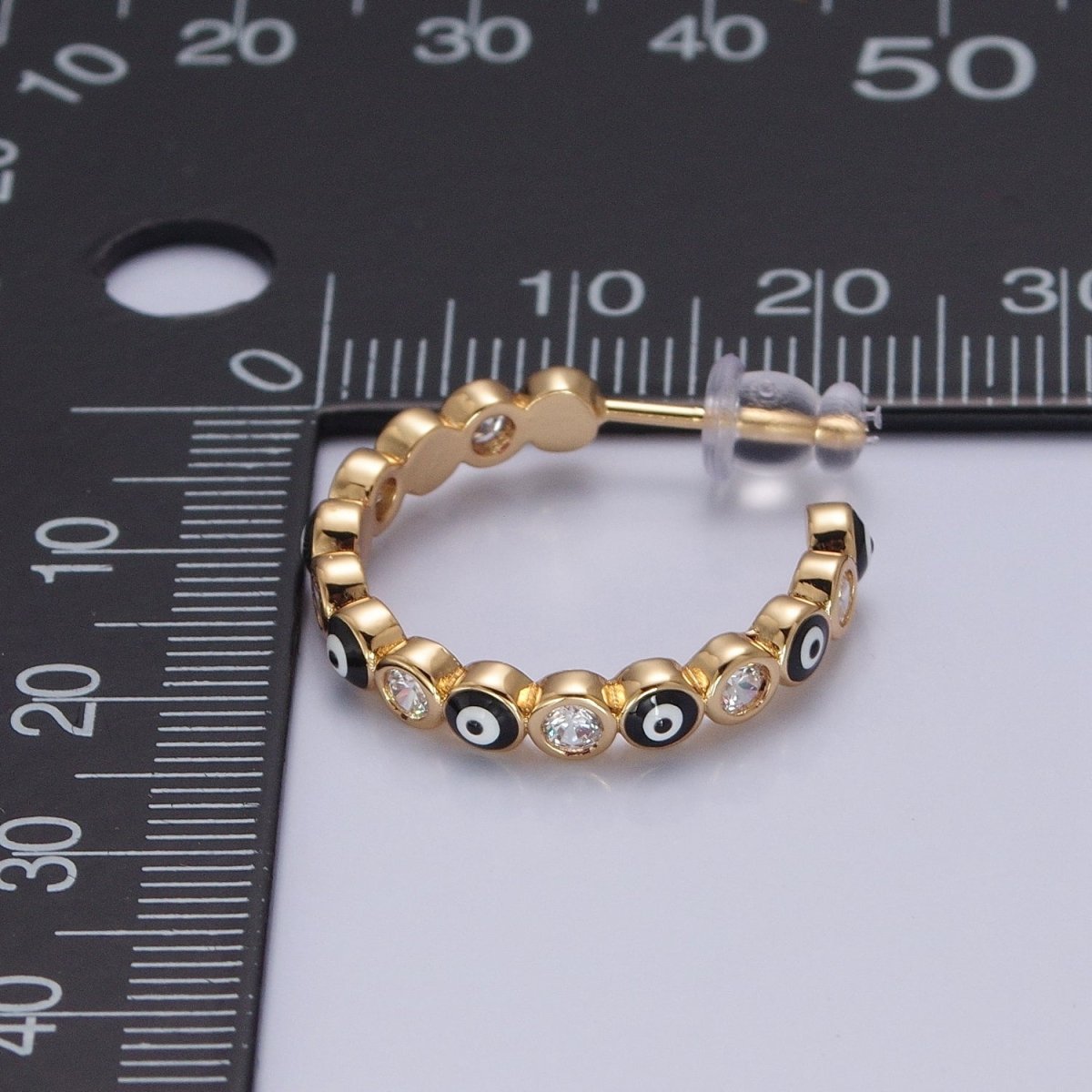 Enamel Gold Filled Evil Eye Hoop Earring T-505 ~ T-512 - DLUXCA