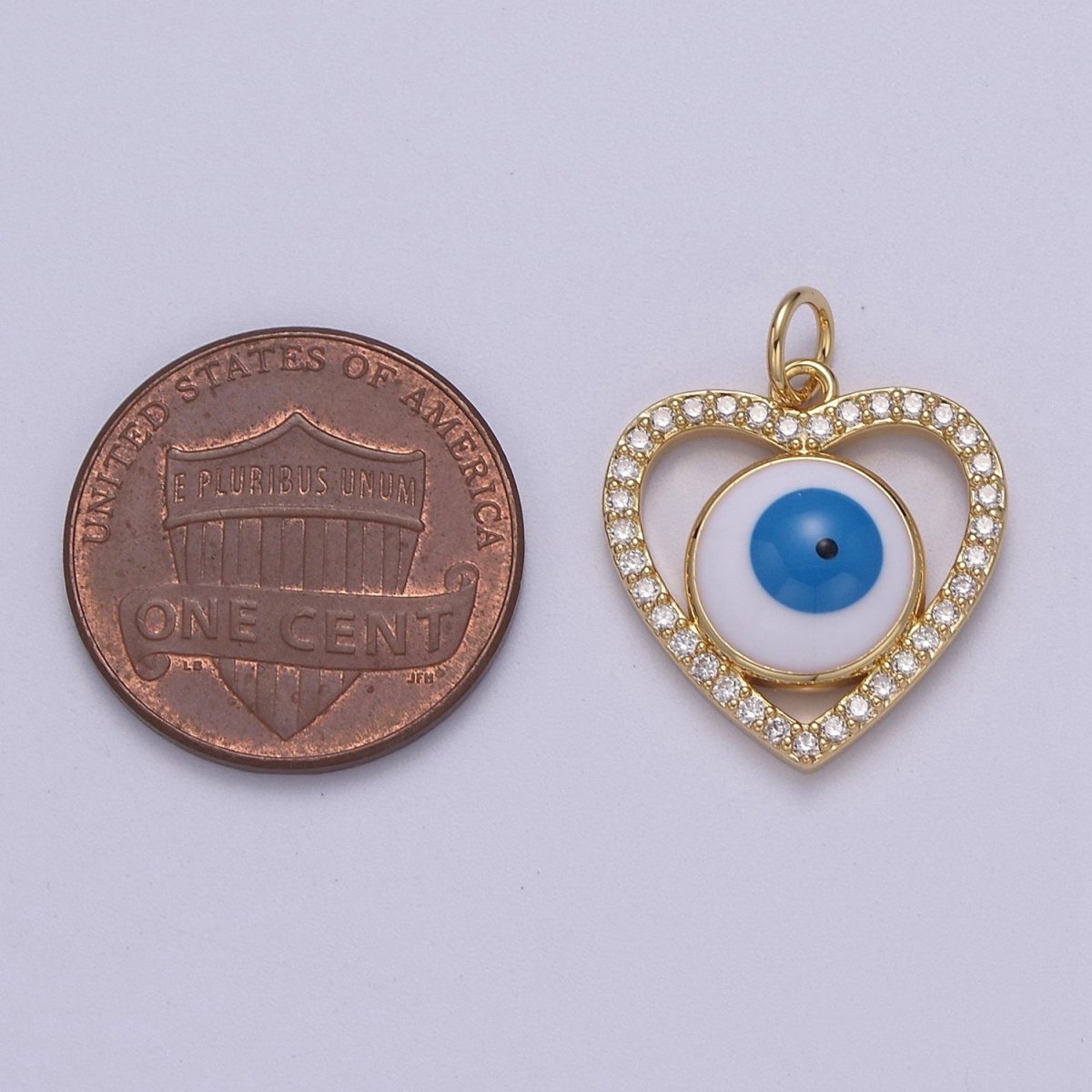 Enamel Heart Evil Eye Pendant Micro Pave Heart 14k Gold Filled Charm Necklace-DIY Jewelry Making W-189 - DLUXCA