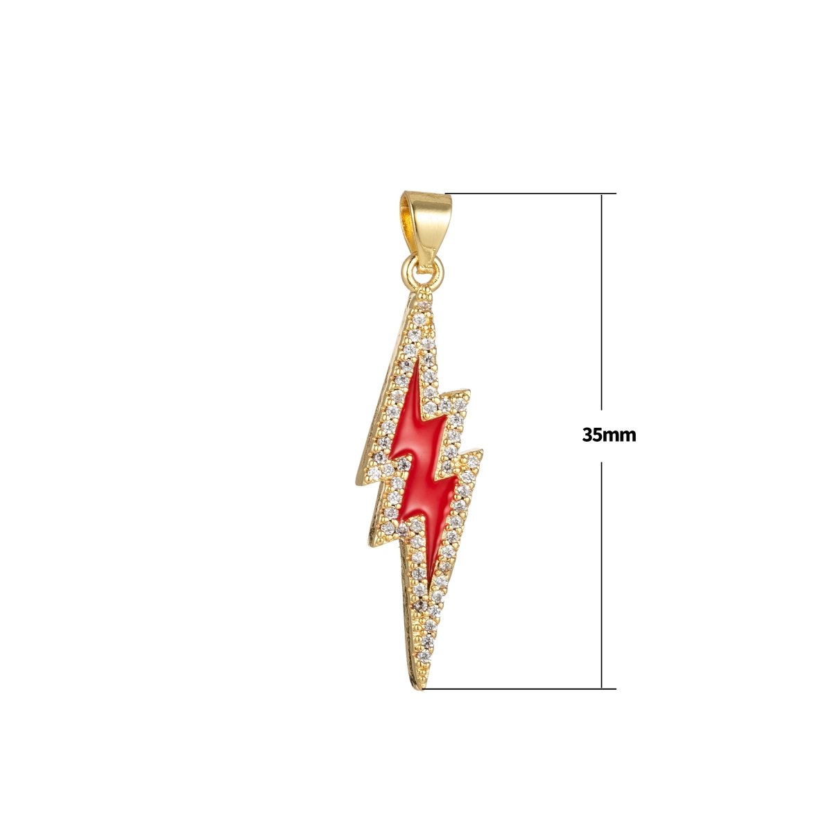 Enamel Lighting Gold Micro Pave Charm Lightning Bolt Pendant, Statement Bold Bolt, Wizard Charm, Thunder Pendant for Necklace H-846 H-851 H-852 H-855 H-876 - DLUXCA