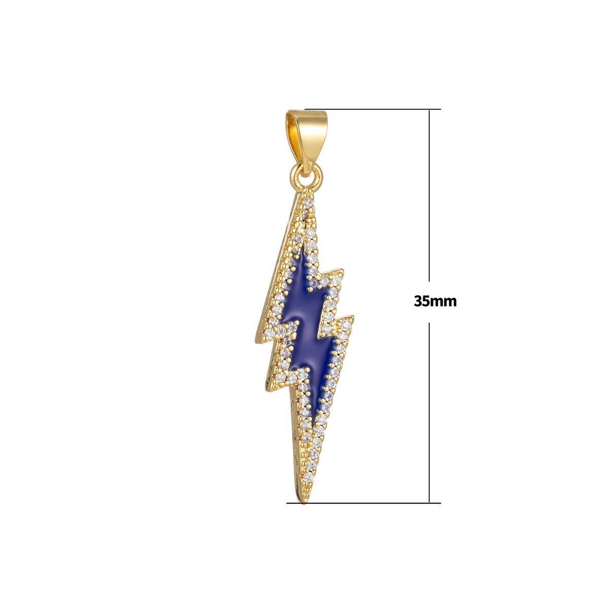 Enamel Lighting Gold Micro Pave Charm Lightning Bolt Pendant, Statement Bold Bolt, Wizard Charm, Thunder Pendant for Necklace H-846 H-851 H-852 H-855 H-876 - DLUXCA