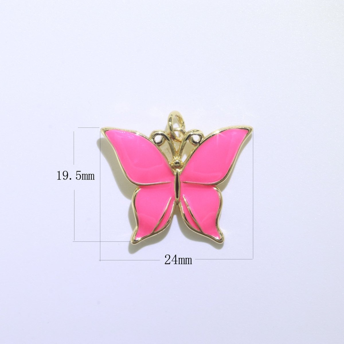 Enamel Mariposa Butterfly Charm Pink Black White Teal Butterfly Charm Gold Pendant for Necklace Earring Supply Component in 14k Gold Filled M-167-M-172 - DLUXCA