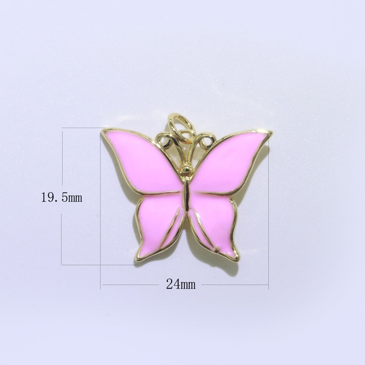 Enamel Mariposa Butterfly Charm Pink Black White Teal Butterfly Charm Gold Pendant for Necklace Earring Supply Component in 14k Gold Filled M-167-M-172 - DLUXCA