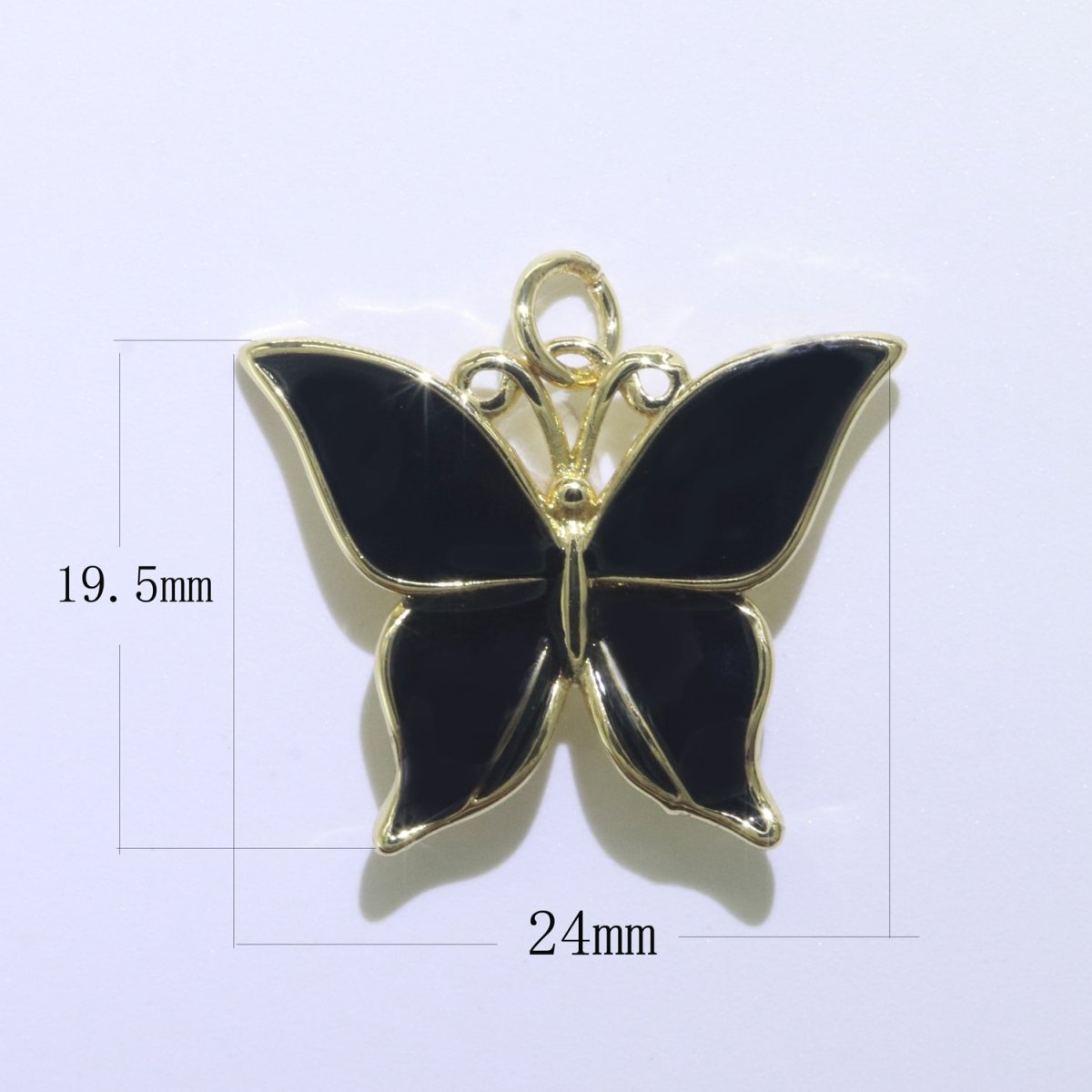 Enamel Mariposa Butterfly Charm Pink Black White Teal Butterfly Charm Gold Pendant for Necklace Earring Supply Component in 14k Gold Filled M-167-M-172 - DLUXCA