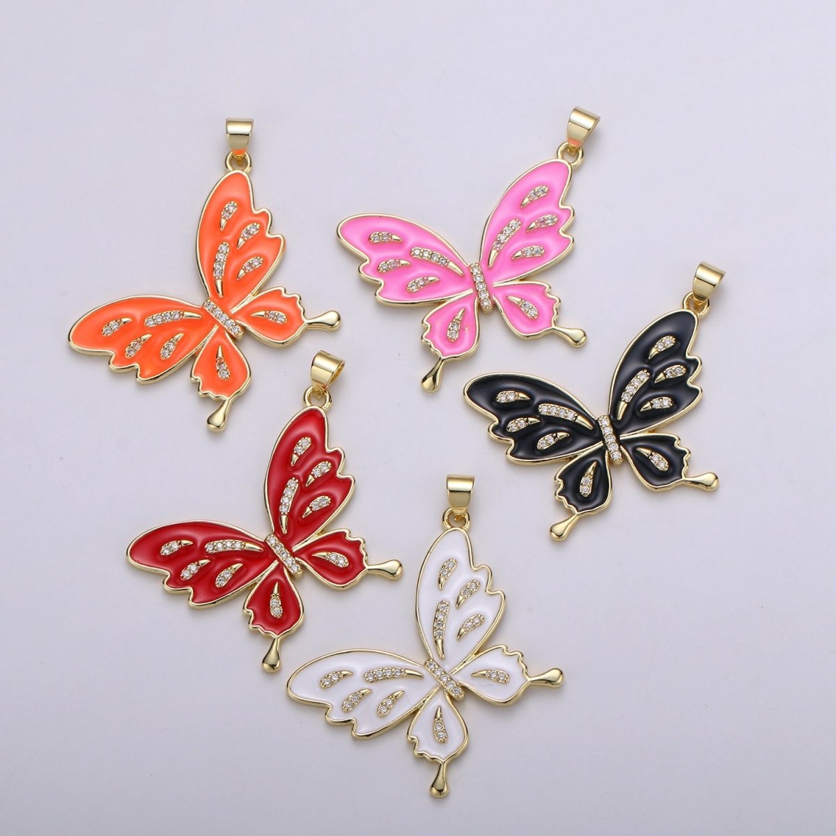 Enamel Mariposa Butterfly Gold Filled Butterfly Pendant Dream Animal Lover Necklace Pendant Charm Designer Colorful Jewelry Making J-129-J-133 - DLUXCA