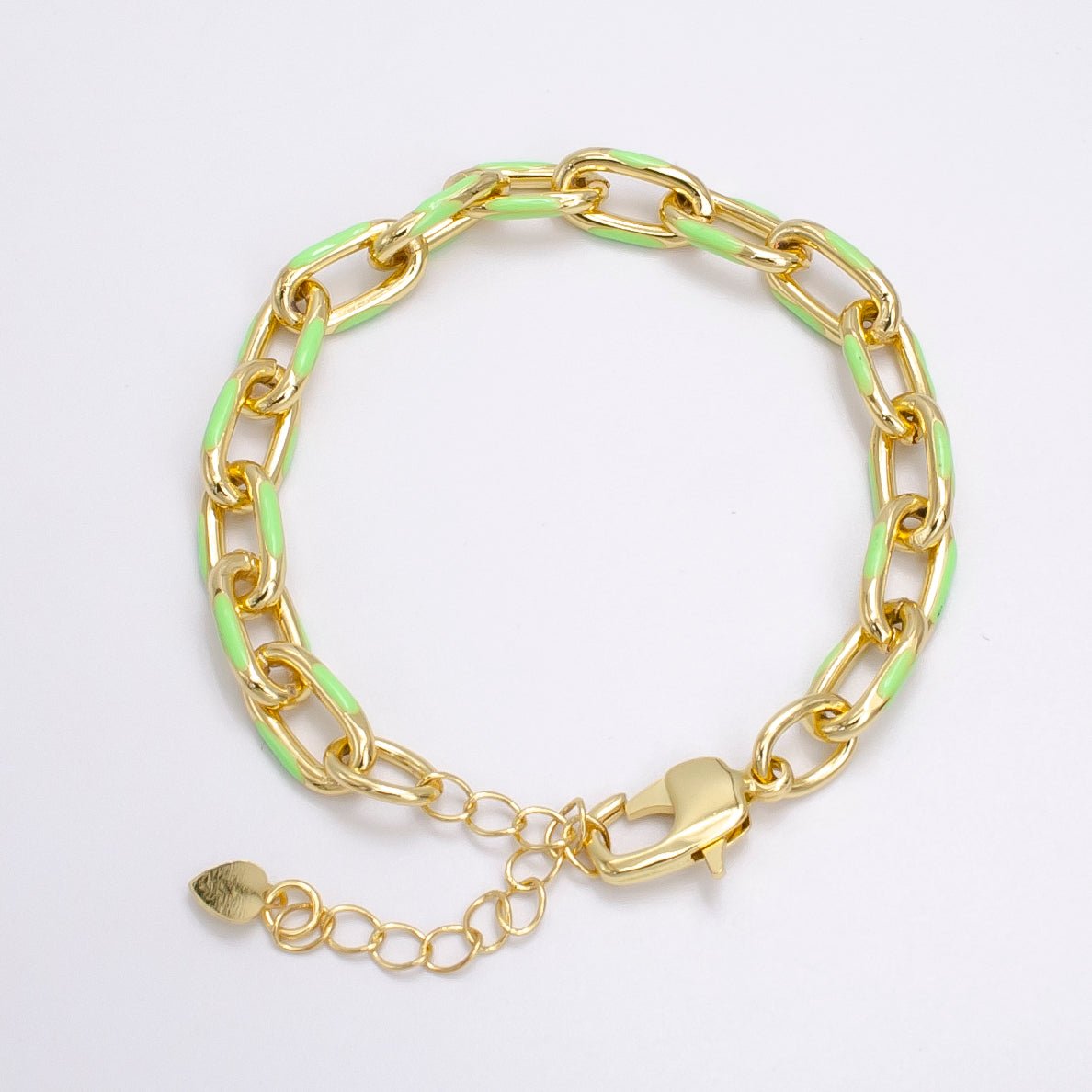 Enamel PaperClip Bracelet 7inch Colorful Bracelet in Gold | WA-2276 - WA2283 - DLUXCA