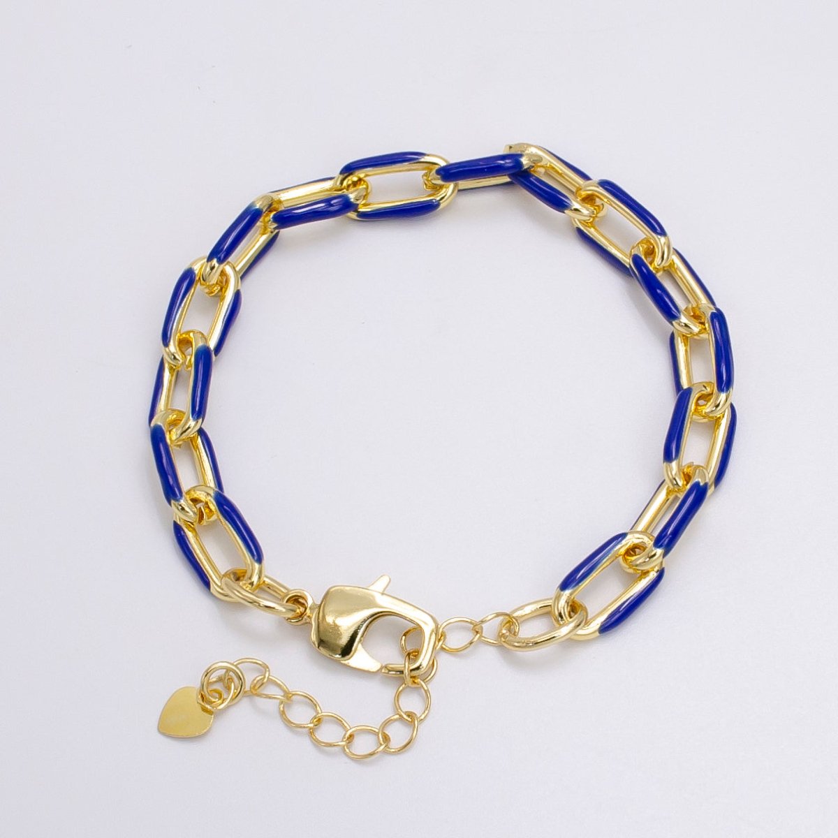 Enamel PaperClip Bracelet 7inch Colorful Bracelet in Gold | WA-2276 - WA2283 - DLUXCA