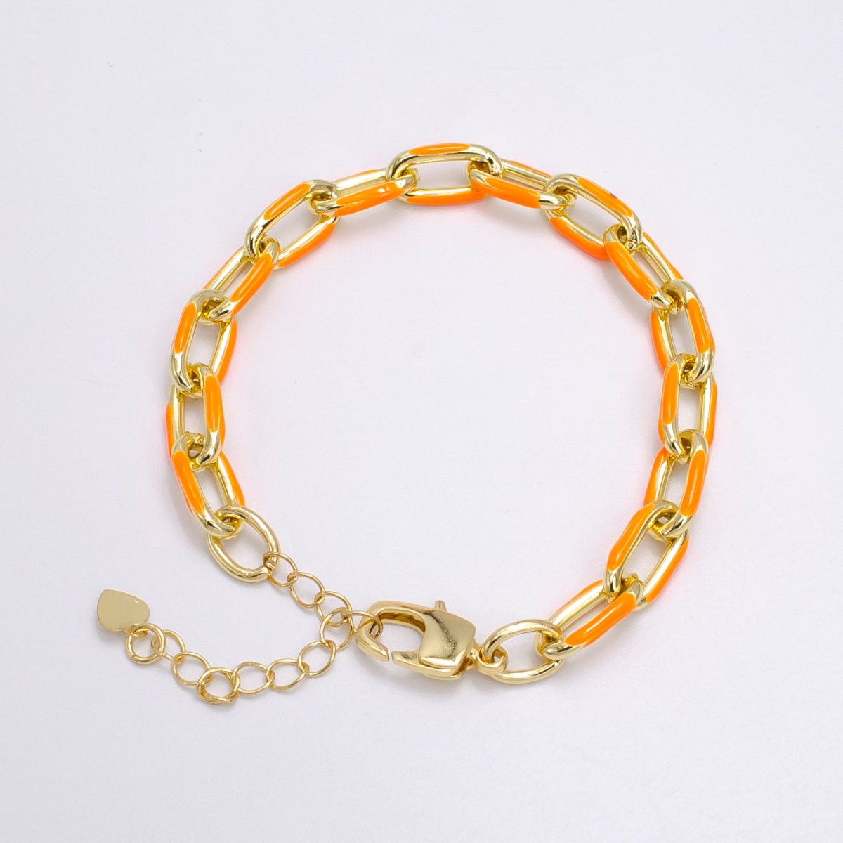 Enamel PaperClip Bracelet 7inch Colorful Bracelet in Gold | WA-2276 - WA2283 - DLUXCA