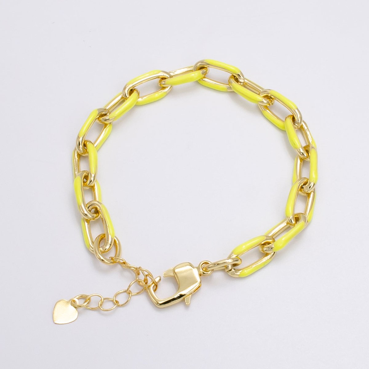 Enamel PaperClip Bracelet 7inch Colorful Bracelet in Gold | WA-2276 - WA2283 - DLUXCA