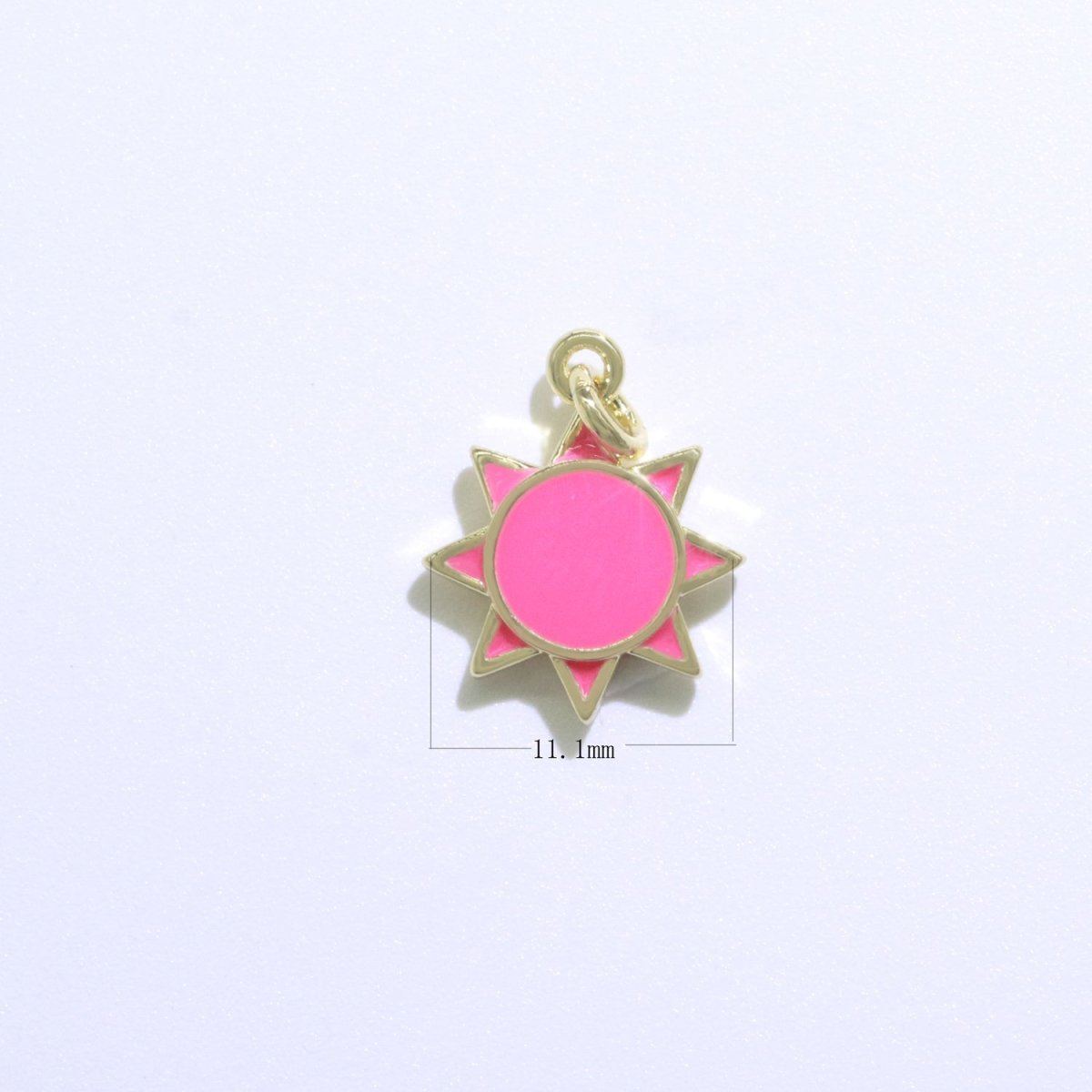 Enamel Pink, Teal, Black, Orange, White Sun Charm Sunny Pendant, 14K Gold Filled Celestial Charm for Necklace Bracelet Earring M-181-M-188 - DLUXCA