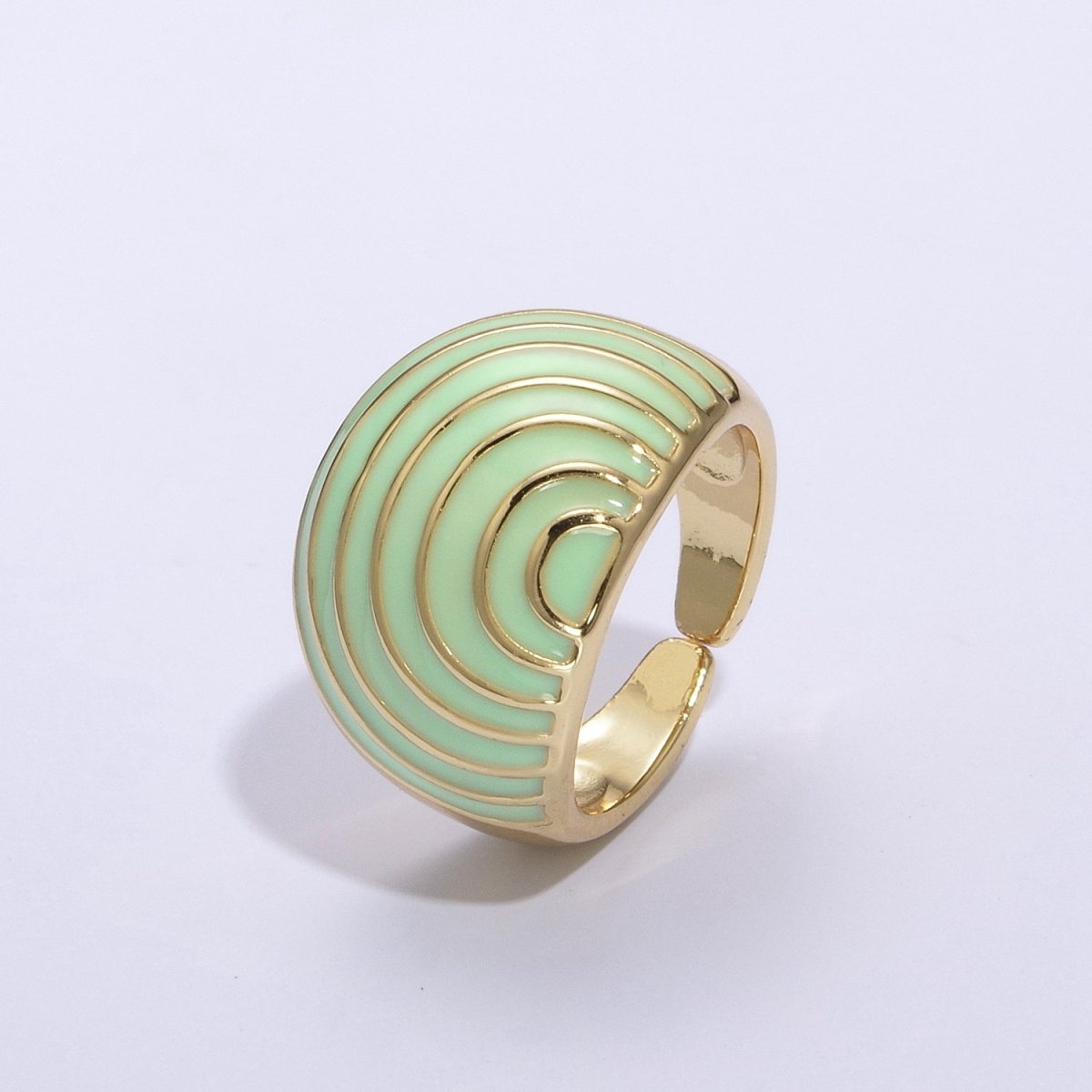 Enamel Rainbow Dome Ring for Women in Gold Chunky Bold Enamel Ring Signet Statement Ring y2k Jewelry U-083~U-093 - DLUXCA