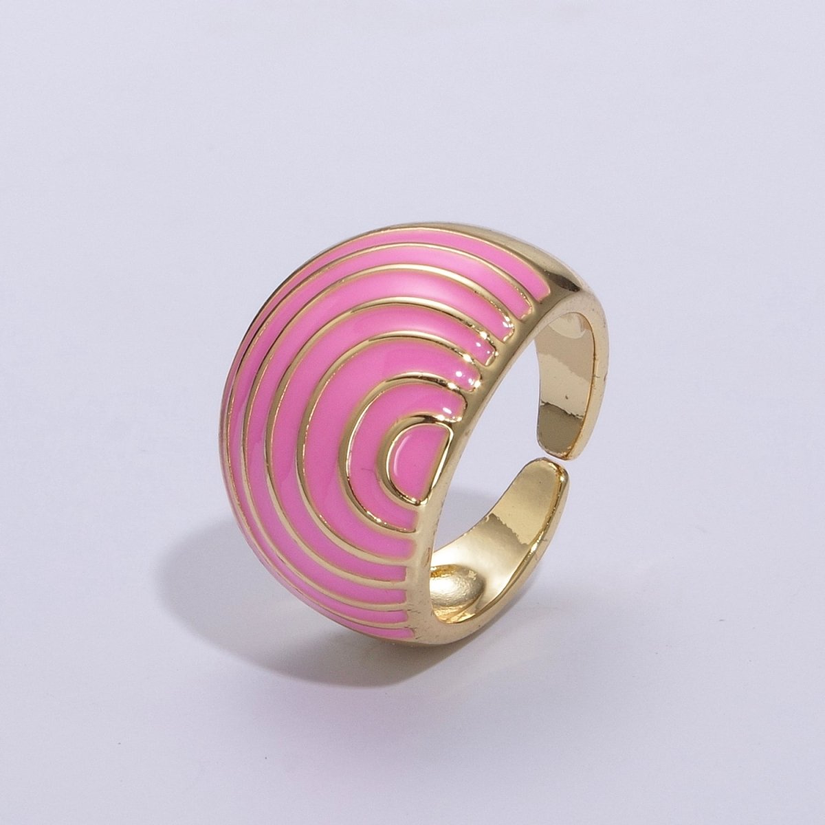 Enamel Rainbow Dome Ring for Women in Gold Chunky Bold Enamel Ring Signet Statement Ring y2k Jewelry U-083~U-093 - DLUXCA