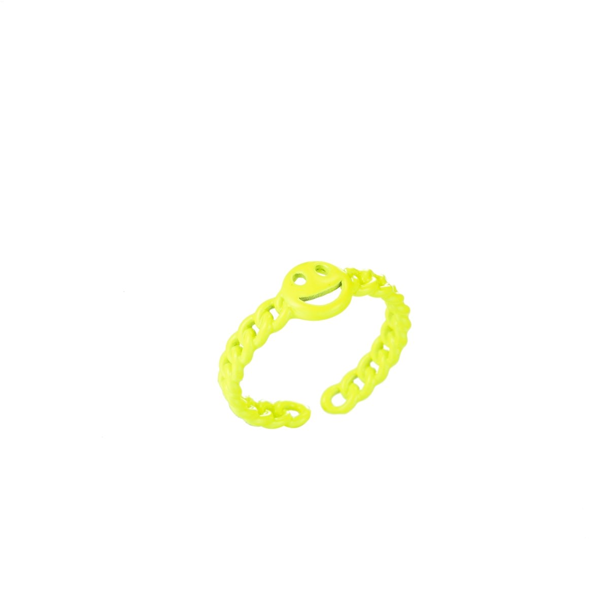 Enamel Smiley Face Open Adjustable Stacking Ring Y2K Neon Colorful Ring Unisex Jewelry - DLUXCA