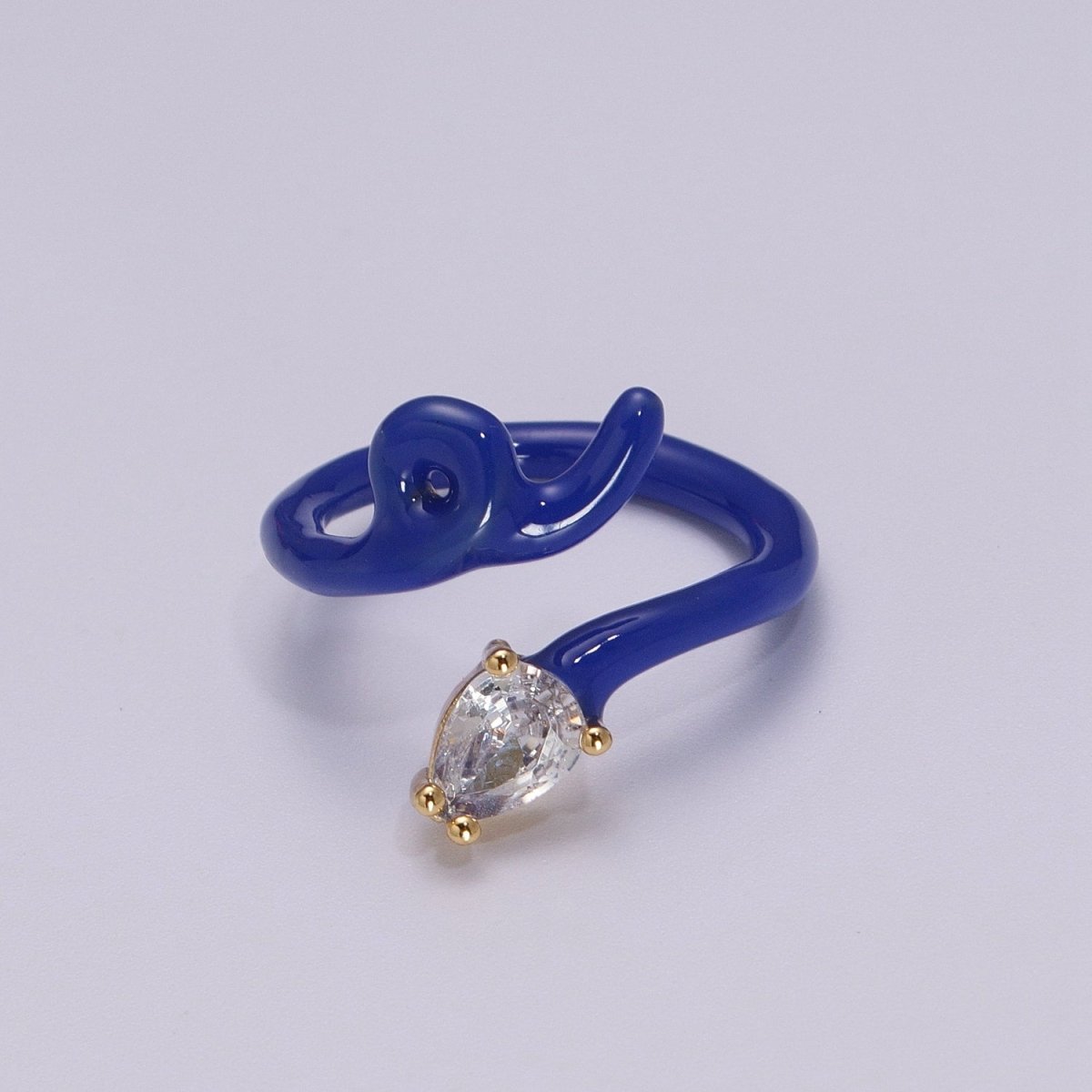 Enamel Twist Ring Y2K Jewelry Tear Drop Cz Stone Swirl Trend Ring for Christmas Gift U-039~U-052 - DLUXCA