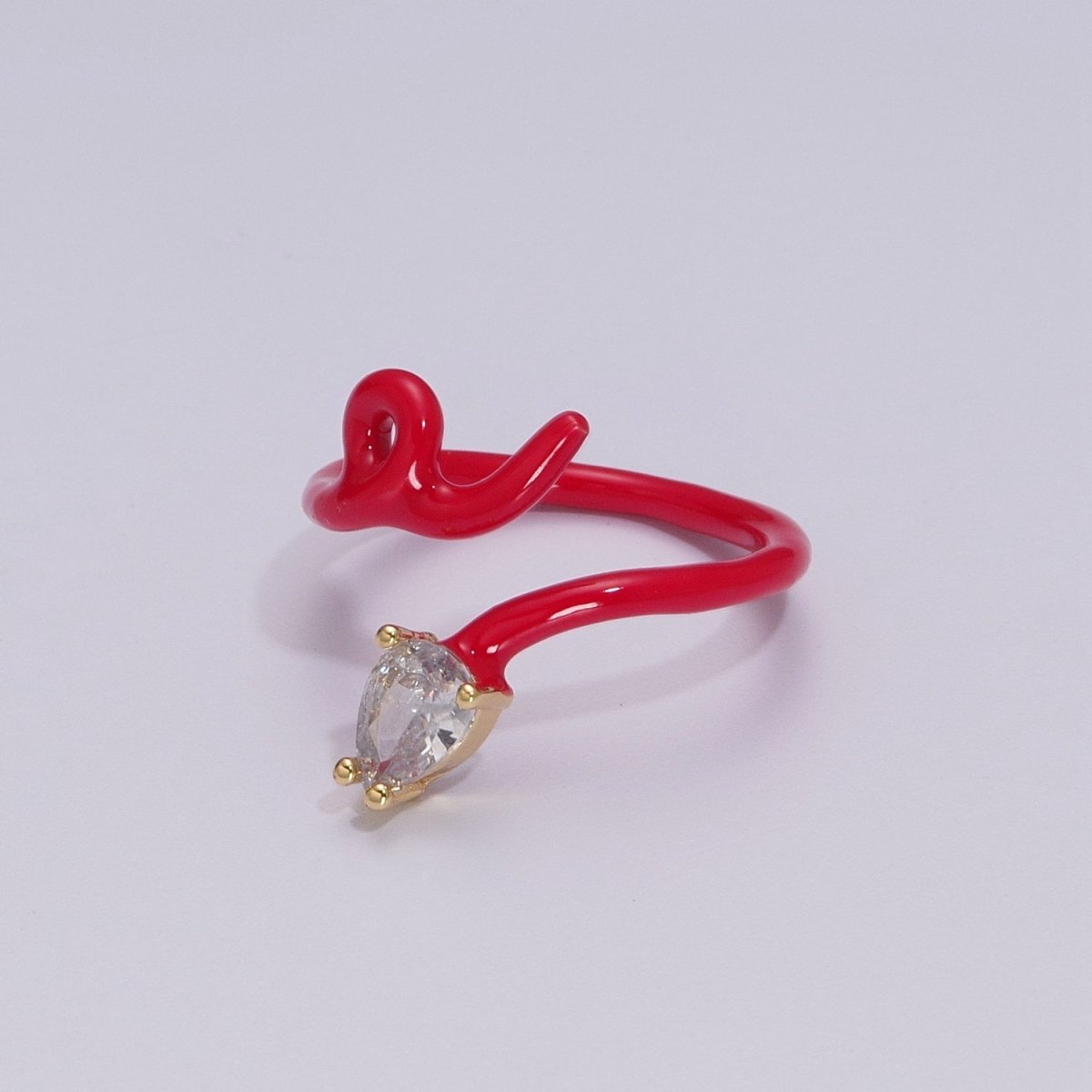 Enamel Twist Ring Y2K Jewelry Tear Drop Cz Stone Swirl Trend Ring for Christmas Gift U-039~U-052 - DLUXCA
