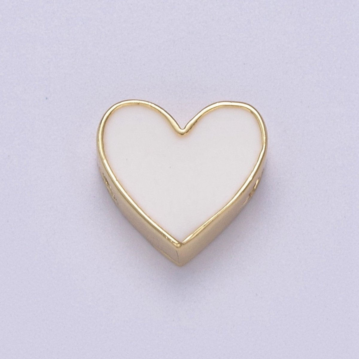 Enamel White / Pink Heart Gold Filled Spacer Beads | B-063 B-064 - DLUXCA