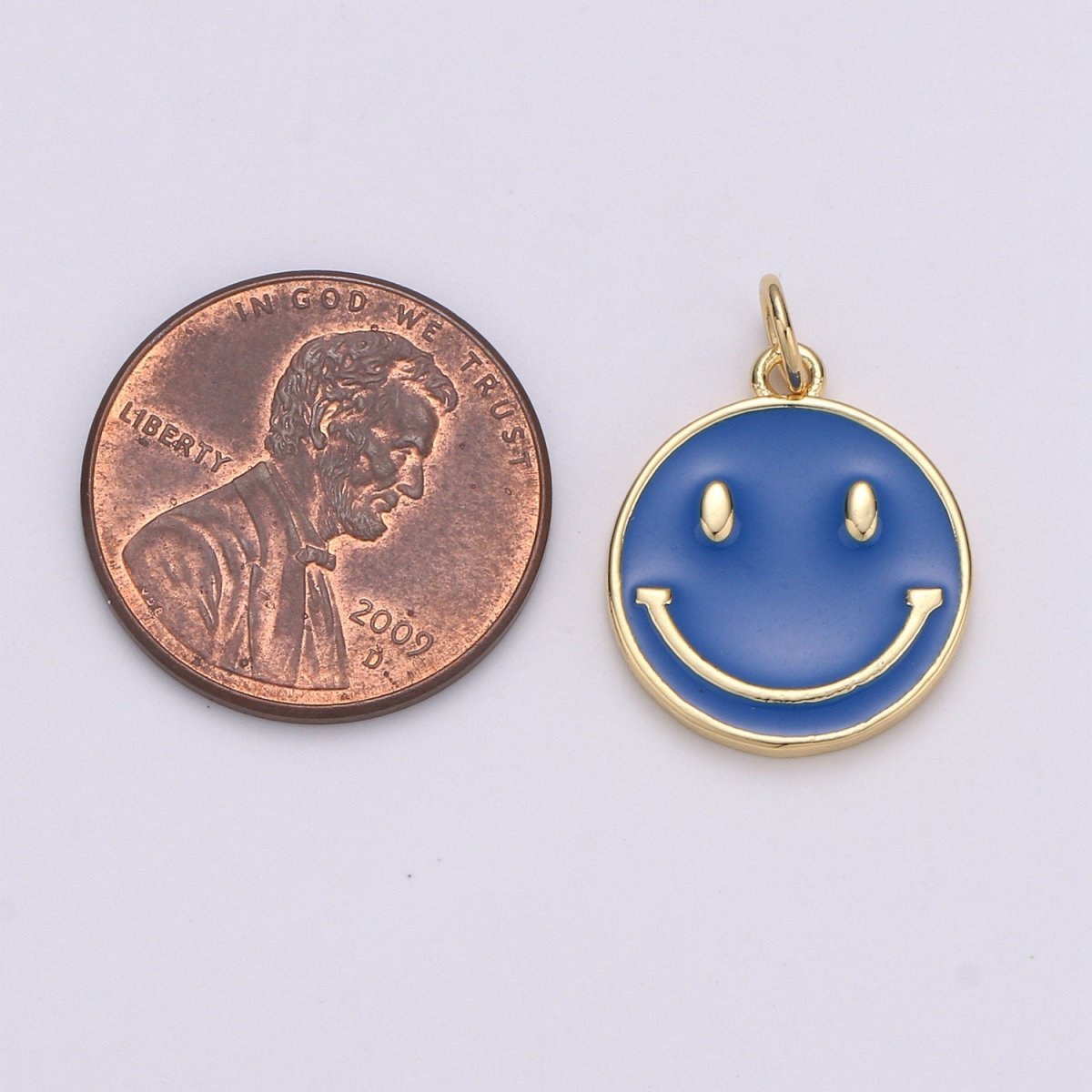 Epoxy Happy Face in Gold Round Charm, Enamel Happy Face Charm, Smiley Gold Enamel Charms, Dainty Smile charm, Teal, Red, White, Yellow, Cute Gold Smiley Face Gold Filled Charm - D-136 TO D-145 - DLUXCA