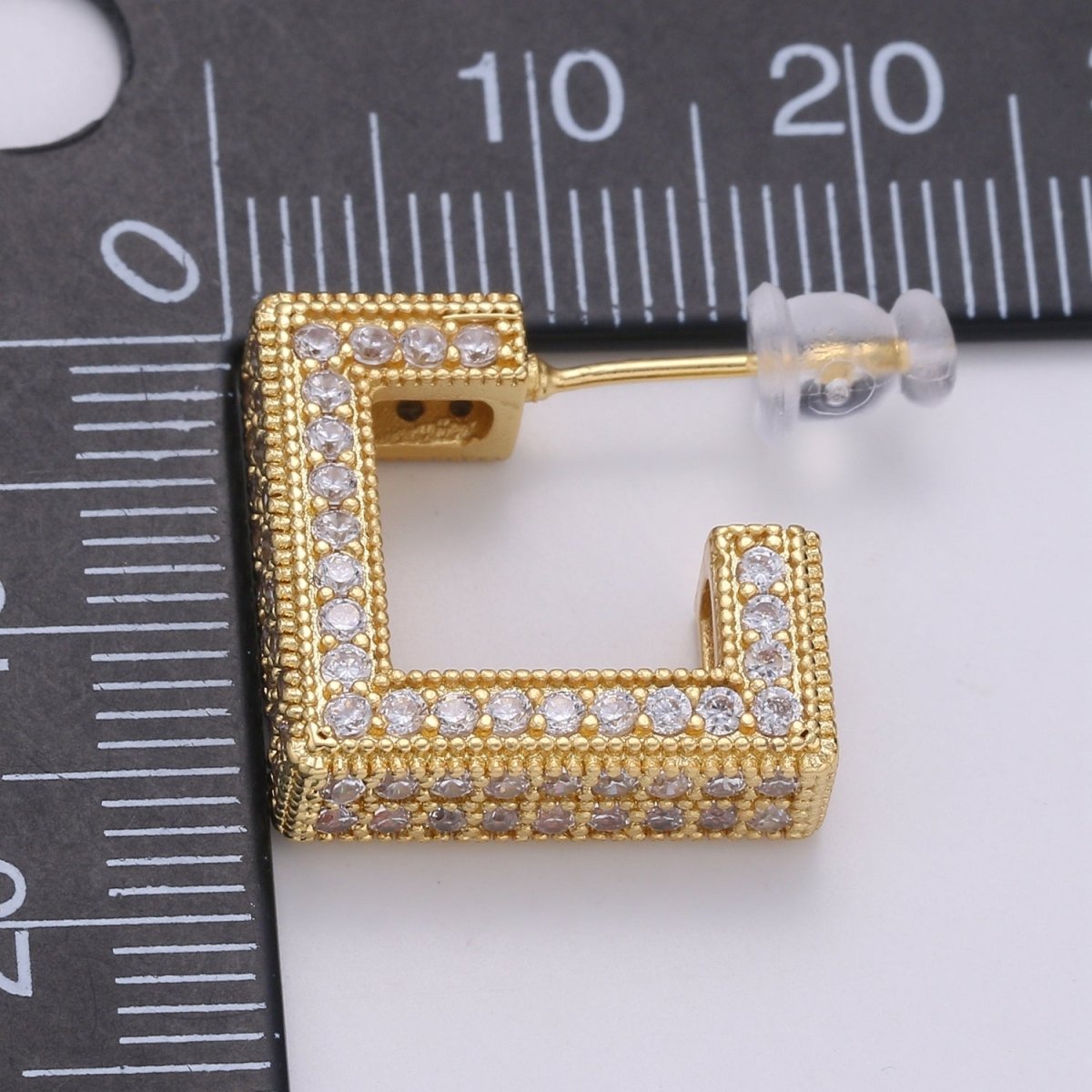 Ethnic Design 24K Gold Plated Pave CZ Stud Earring, Gold filled Micro Pave Earring for DIY Earring Craft Supply Jewelry Making Q-410 - DLUXCA