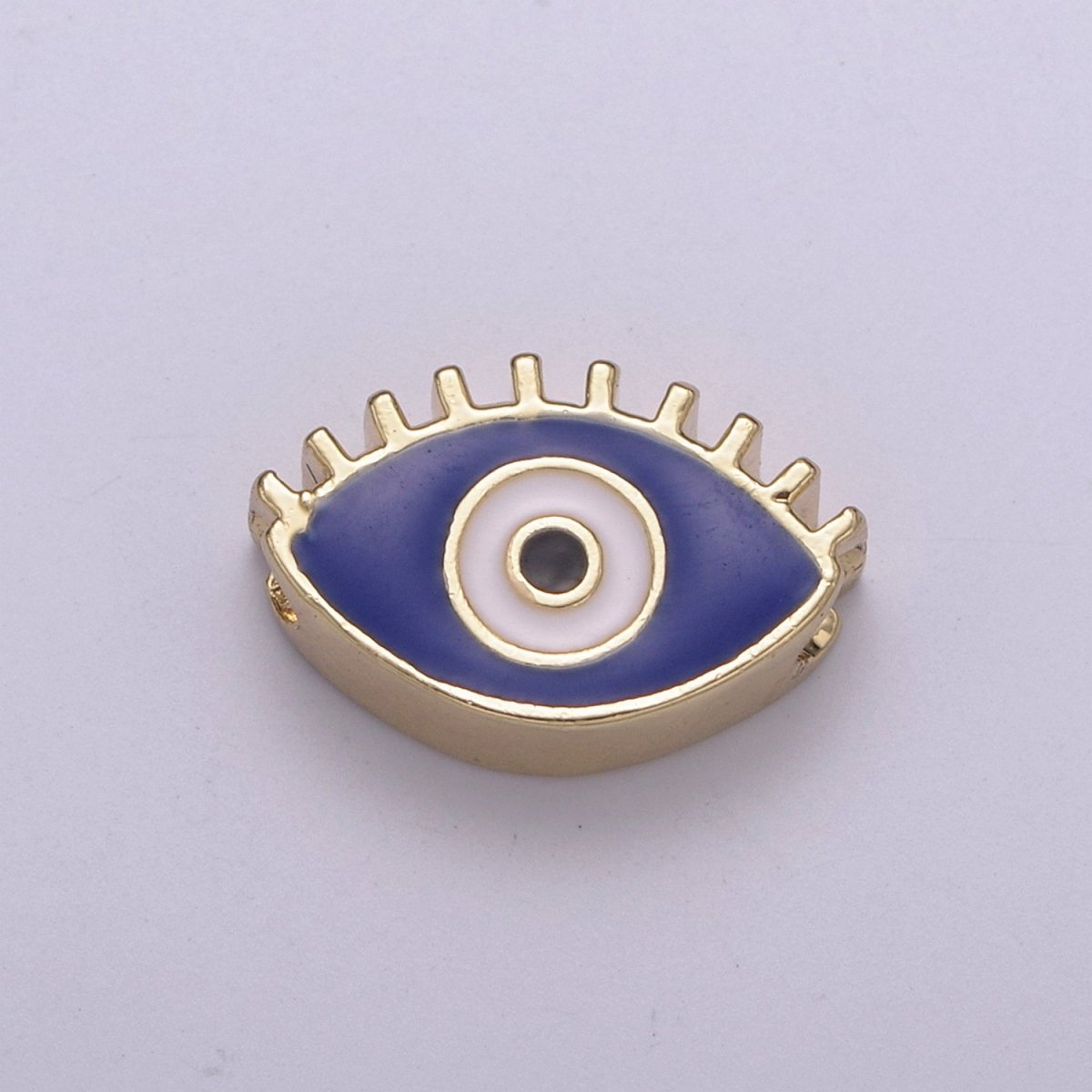 Evil Eye Bead, Enamel Eye 13.7x8.5mm Evil Eye Beads, Side Drilled Black, Blue, Pink, Green, White Enamel B-755 to-B-759 - DLUXCA