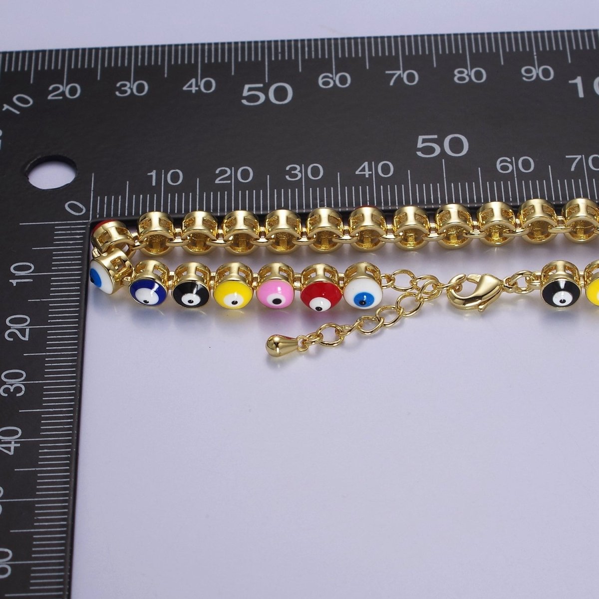 Evil eye bracelet Multi-color Evil Eye Bracelet 24K Gold Filled Amulet Turkish Eye Bracelet Adjustable | WA-888 Clearance Pricing - DLUXCA