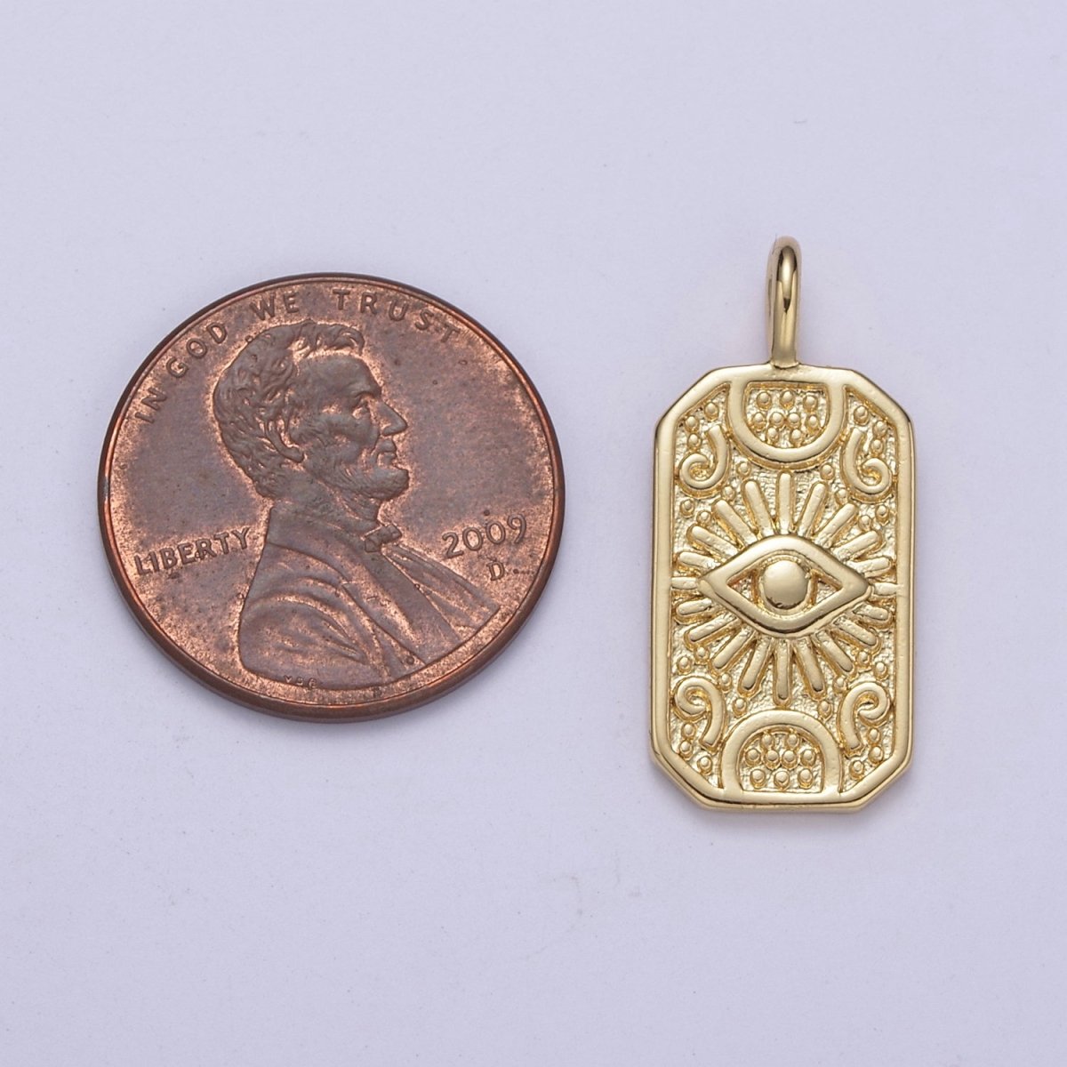 Evil Eye Charm Tag Pendant, Dainty 14K Gold Filled Eye Charm for Bracelet Necklace Pendant Earring Findings for Jewelry Making H-372 - DLUXCA