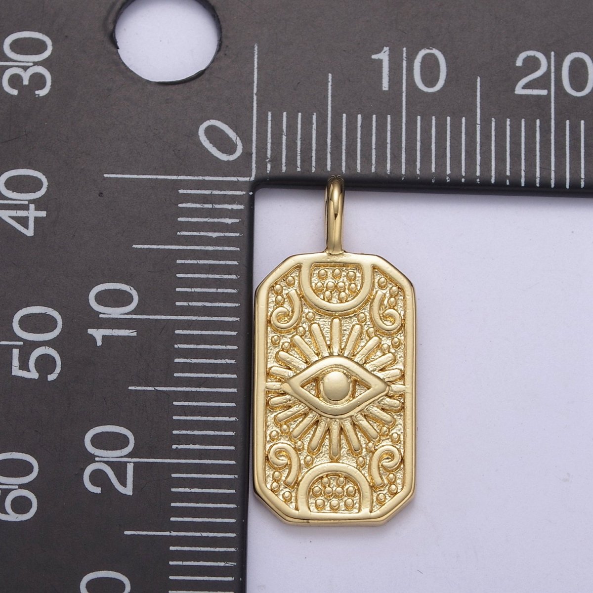 Evil Eye Charm Tag Pendant, Dainty 14K Gold Filled Eye Charm for Bracelet Necklace Pendant Earring Findings for Jewelry Making H-372 - DLUXCA