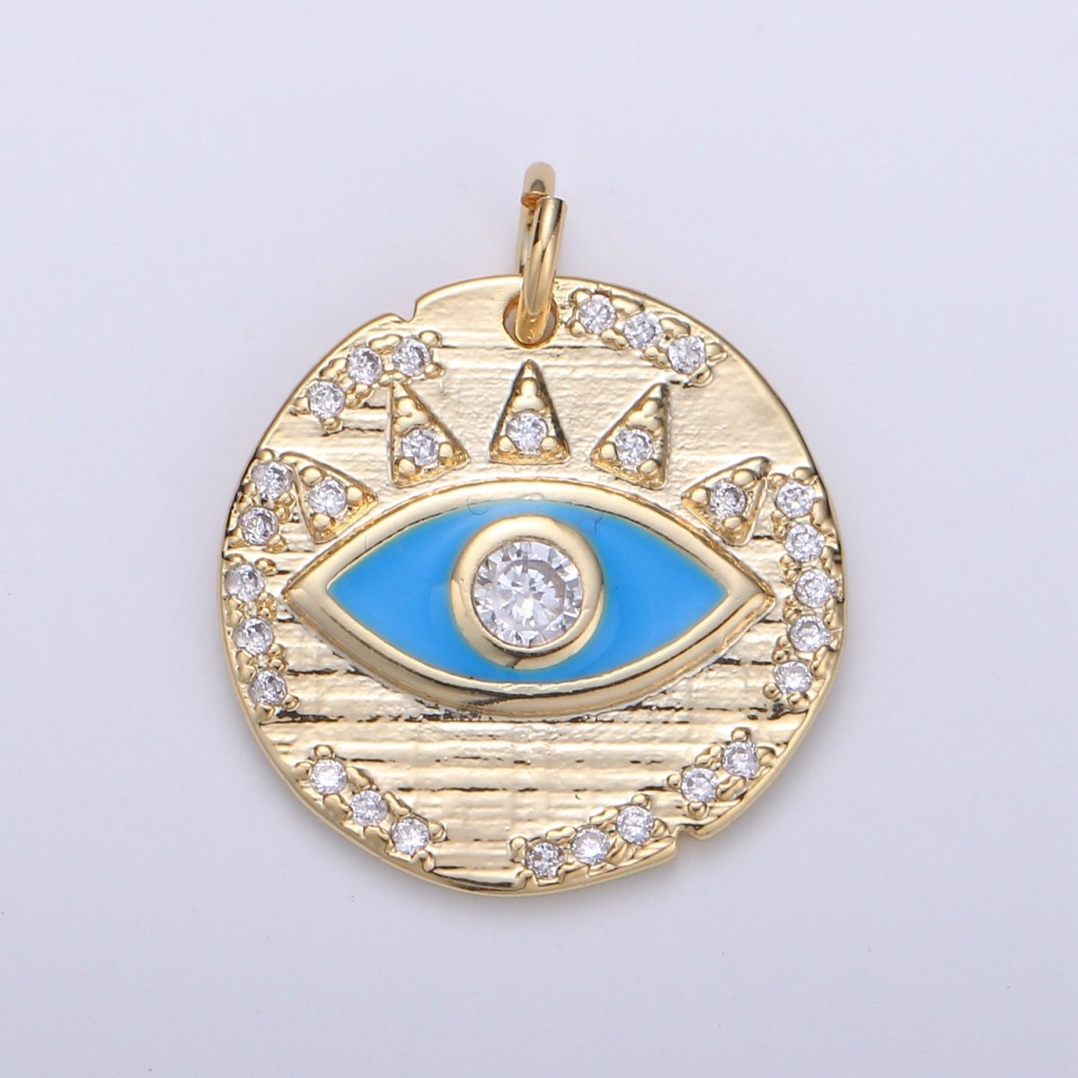 Evil eye Enamel Charm, Eye of protection coin pendant medallion, 18K Gold Filled Charm, Blue Cubic Eye Charm, good luck, talisman D-891 D-892 - DLUXCA