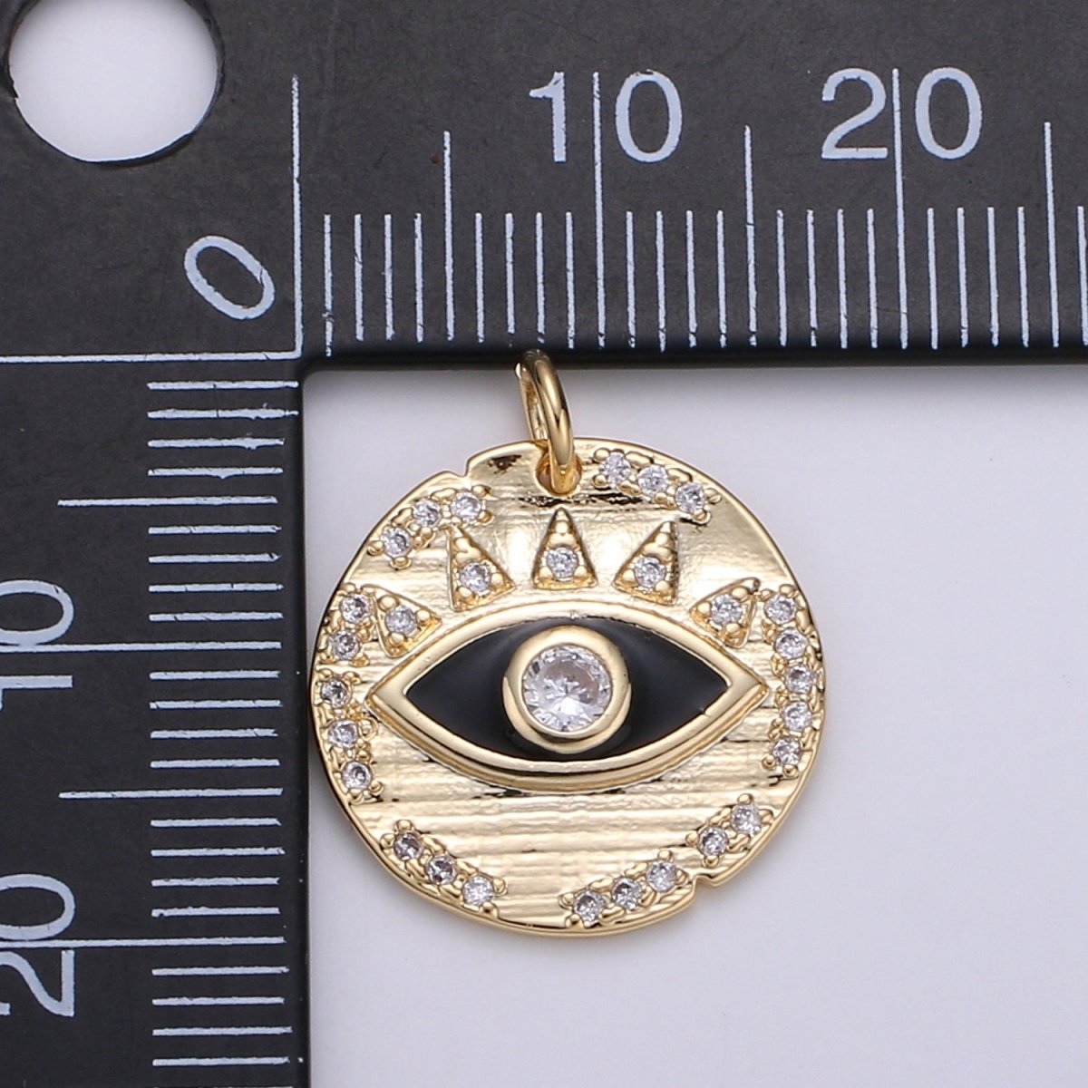Evil eye Enamel Charm, Eye of protection coin pendant medallion, 18K Gold Filled Charm, Blue Cubic Eye Charm, good luck, talisman D-891 D-892 - DLUXCA