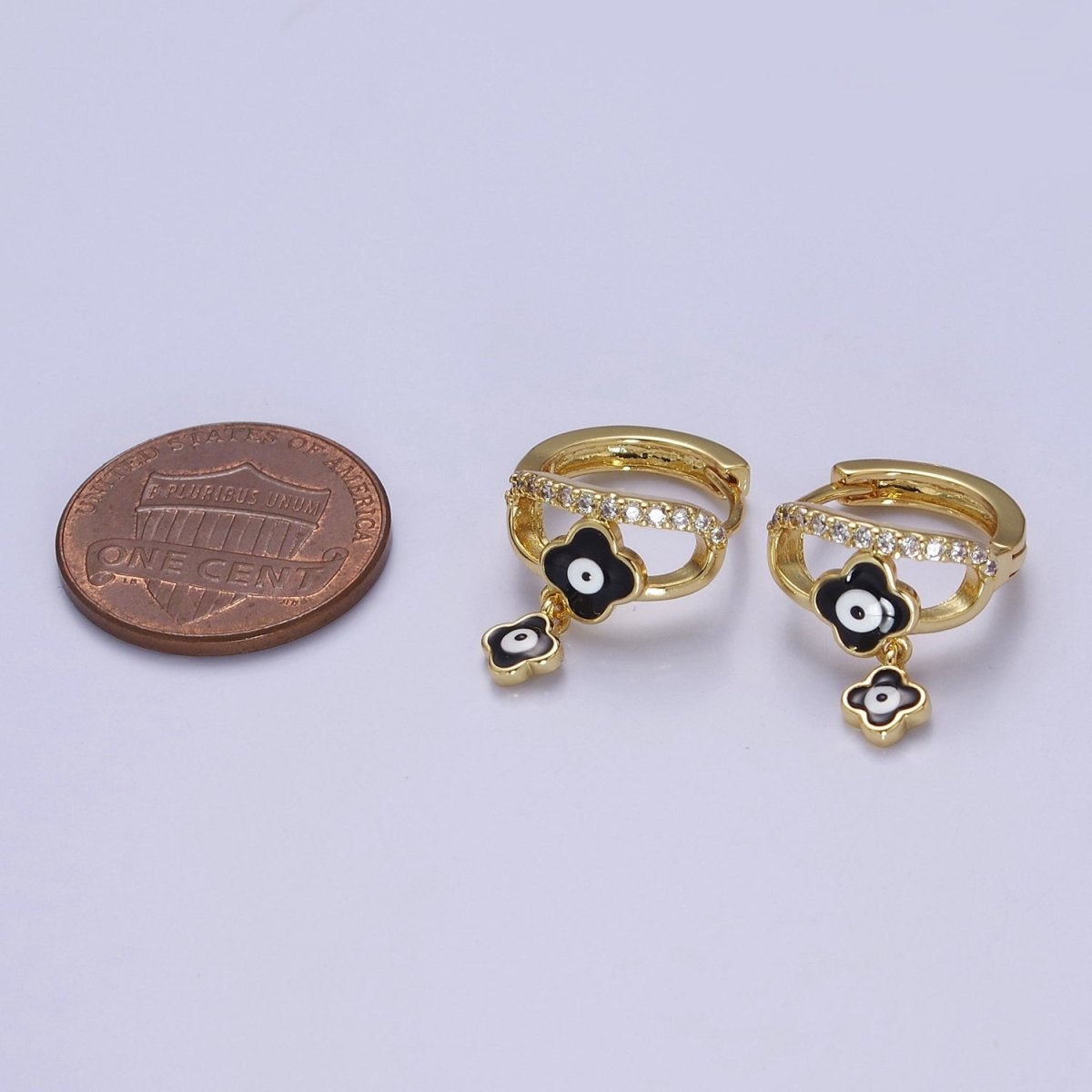 Evil Eye Gold Hoop Earrings for Women Dainty Gold Hoop Lightweight Earrings for Girls T-406 ~ T-408 - DLUXCA