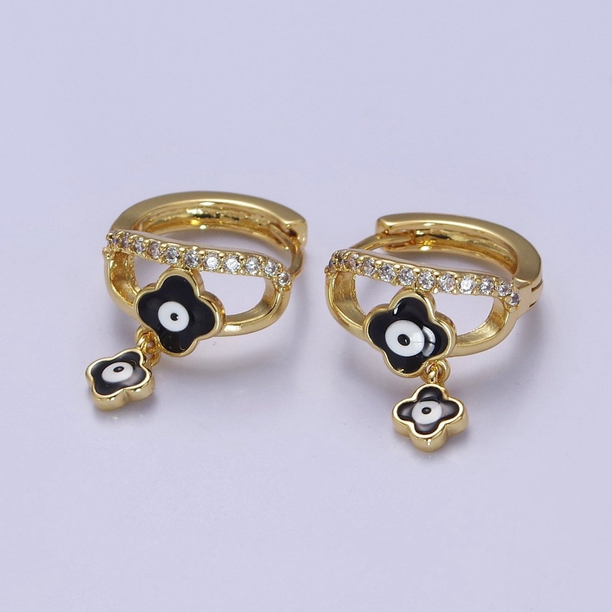 Evil Eye Gold Hoop Earrings for Women Dainty Gold Hoop Lightweight Earrings for Girls T-406 ~ T-408 - DLUXCA
